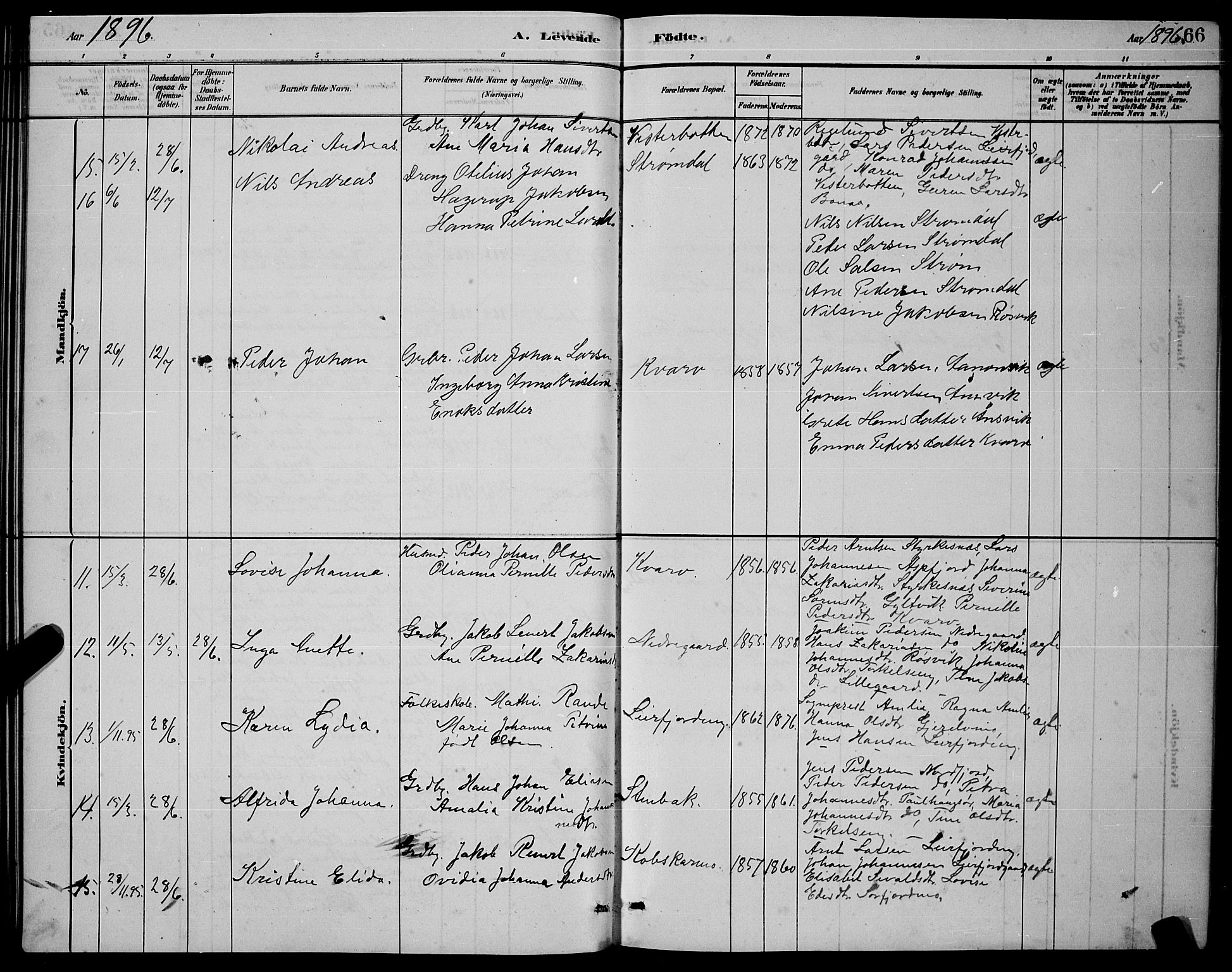 Ministerialprotokoller, klokkerbøker og fødselsregistre - Nordland, AV/SAT-A-1459/853/L0772: Parish register (official) no. 853A11, 1881-1900, p. 66