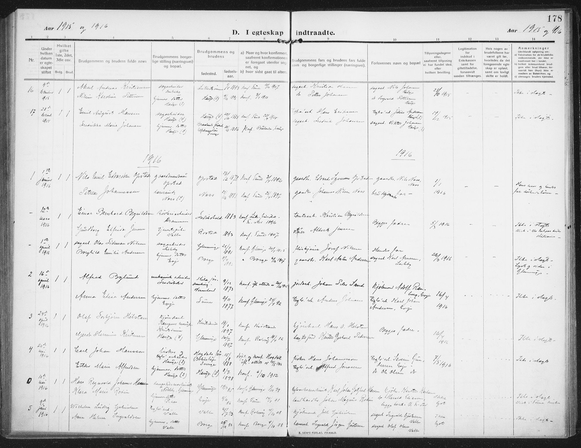 Rolvsøy prestekontor Kirkebøker, SAO/A-2004/F/Fa/L0002: Parish register (official) no. 2, 1909-1917, p. 178