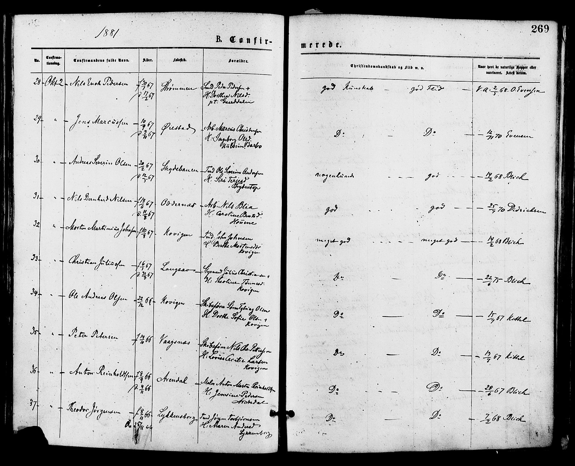 Barbu sokneprestkontor, AV/SAK-1111-0003/F/Fa/L0001: Parish register (official) no. A 1 /1, 1878-1883, p. 269