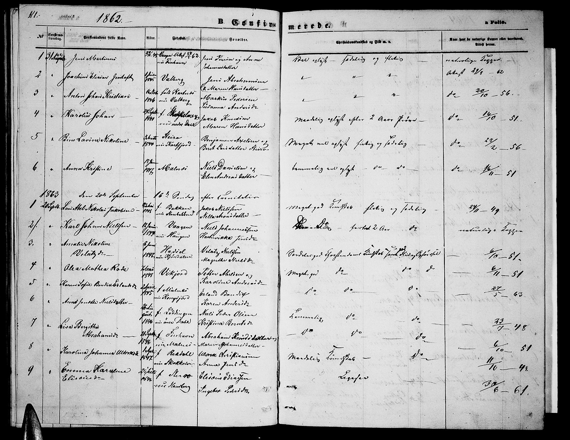 Ministerialprotokoller, klokkerbøker og fødselsregistre - Nordland, AV/SAT-A-1459/884/L1196: Parish register (copy) no. 884C02, 1860-1887, p. 111