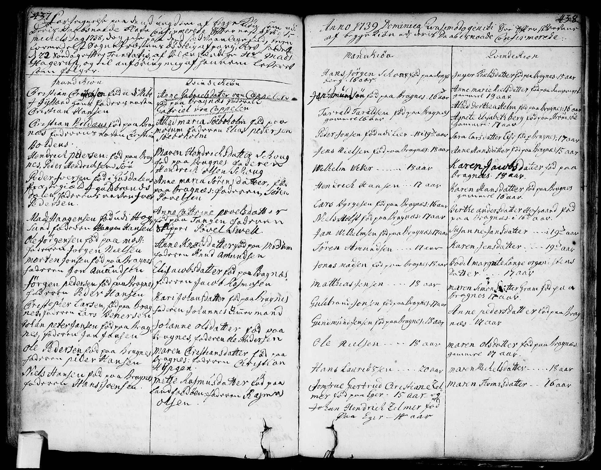 Bragernes kirkebøker, AV/SAKO-A-6/F/Fa/L0004: Parish register (official) no. I 4, 1734-1759, p. 437-438