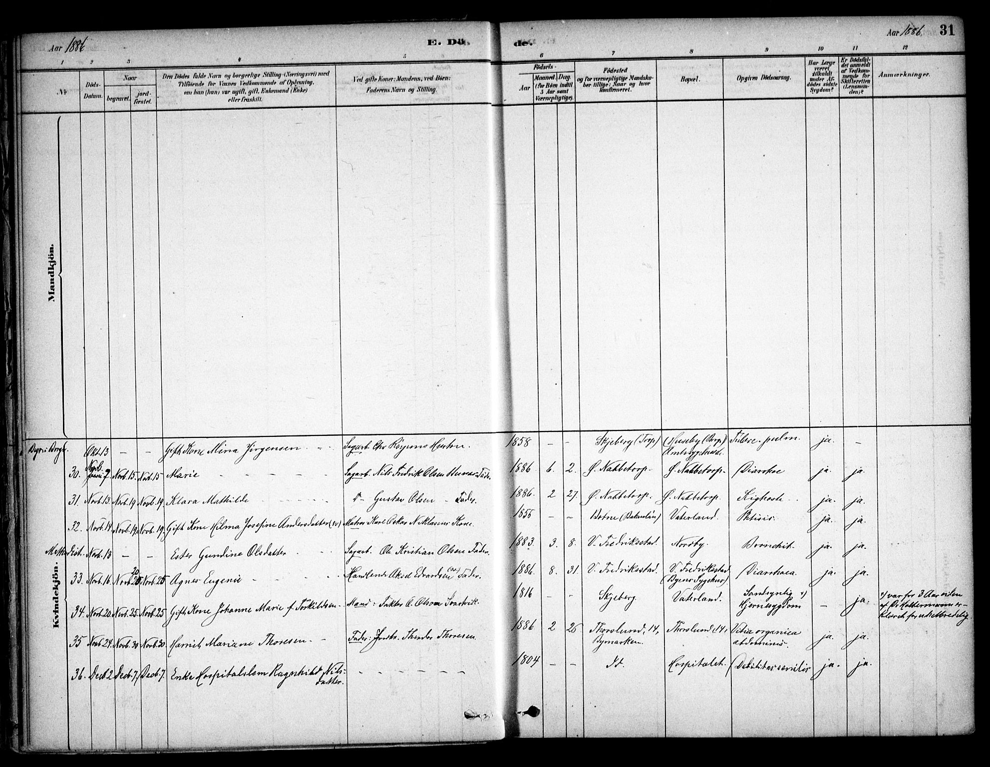 Østre Fredrikstad prestekontor Kirkebøker, AV/SAO-A-10907/F/Fa/L0001: Parish register (official) no. 1, 1878-1982, p. 31