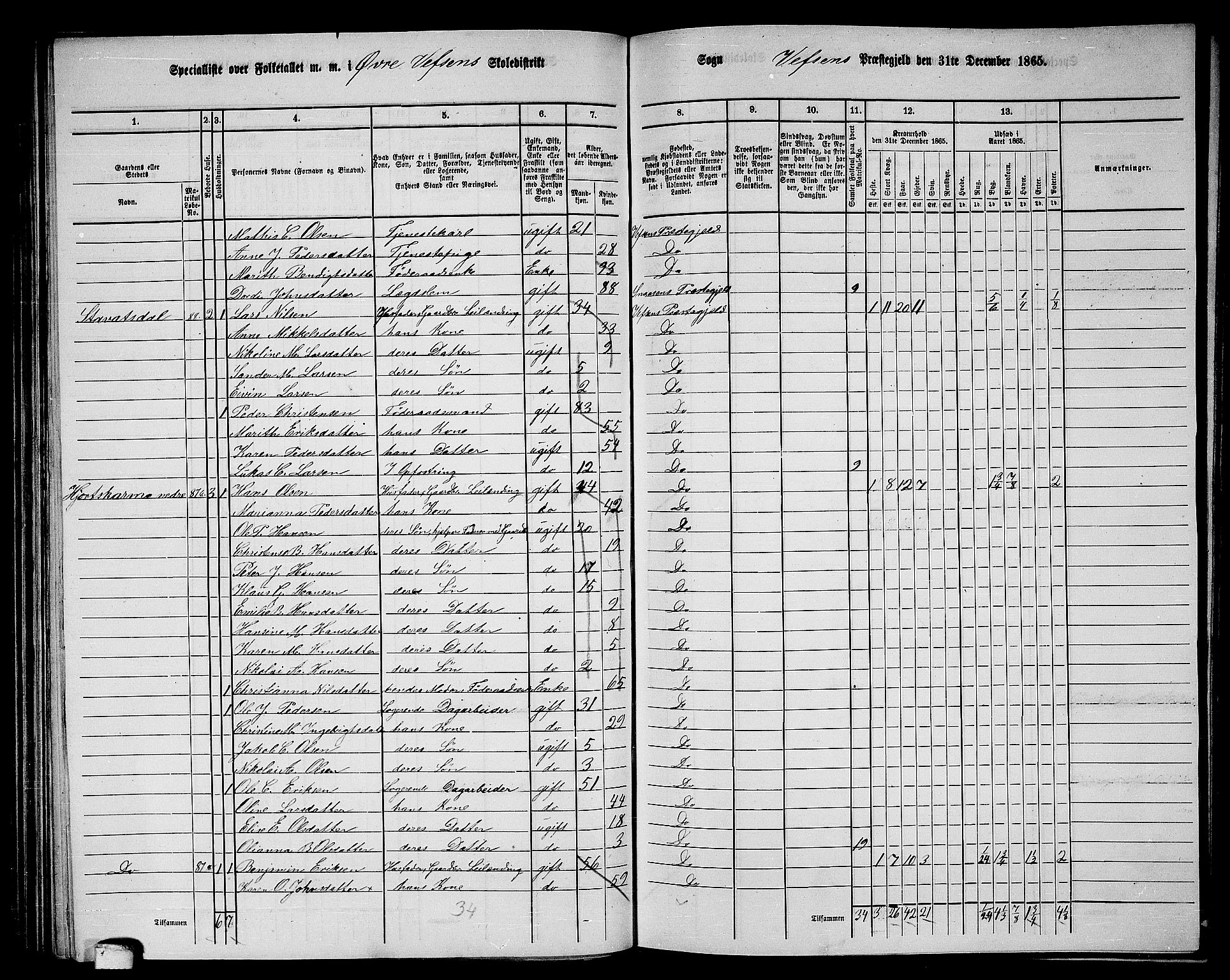 RA, 1865 census for Vefsn, 1865, p. 109