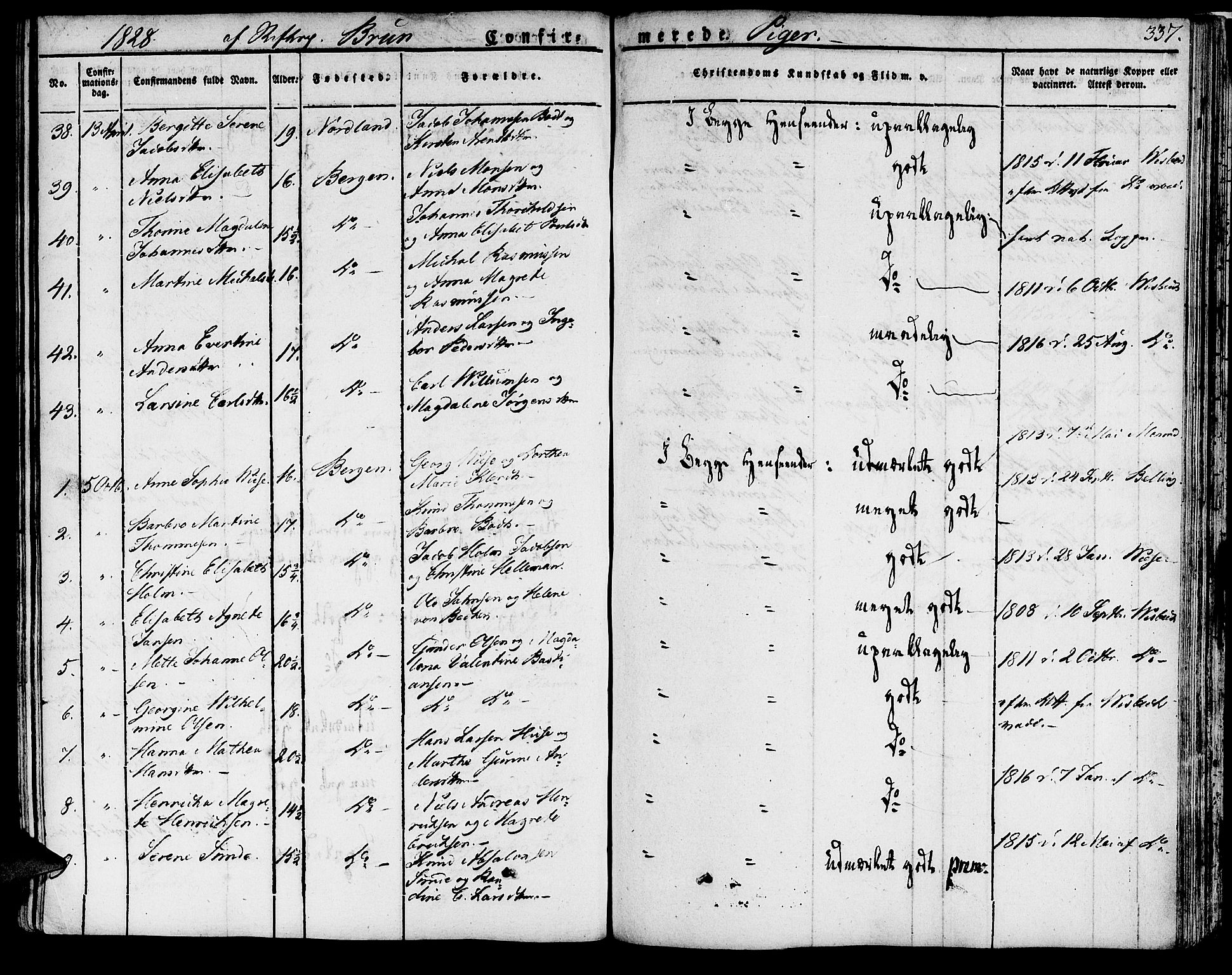 Domkirken sokneprestembete, AV/SAB-A-74801/H/Haa/L0012: Parish register (official) no. A 12, 1821-1840, p. 337