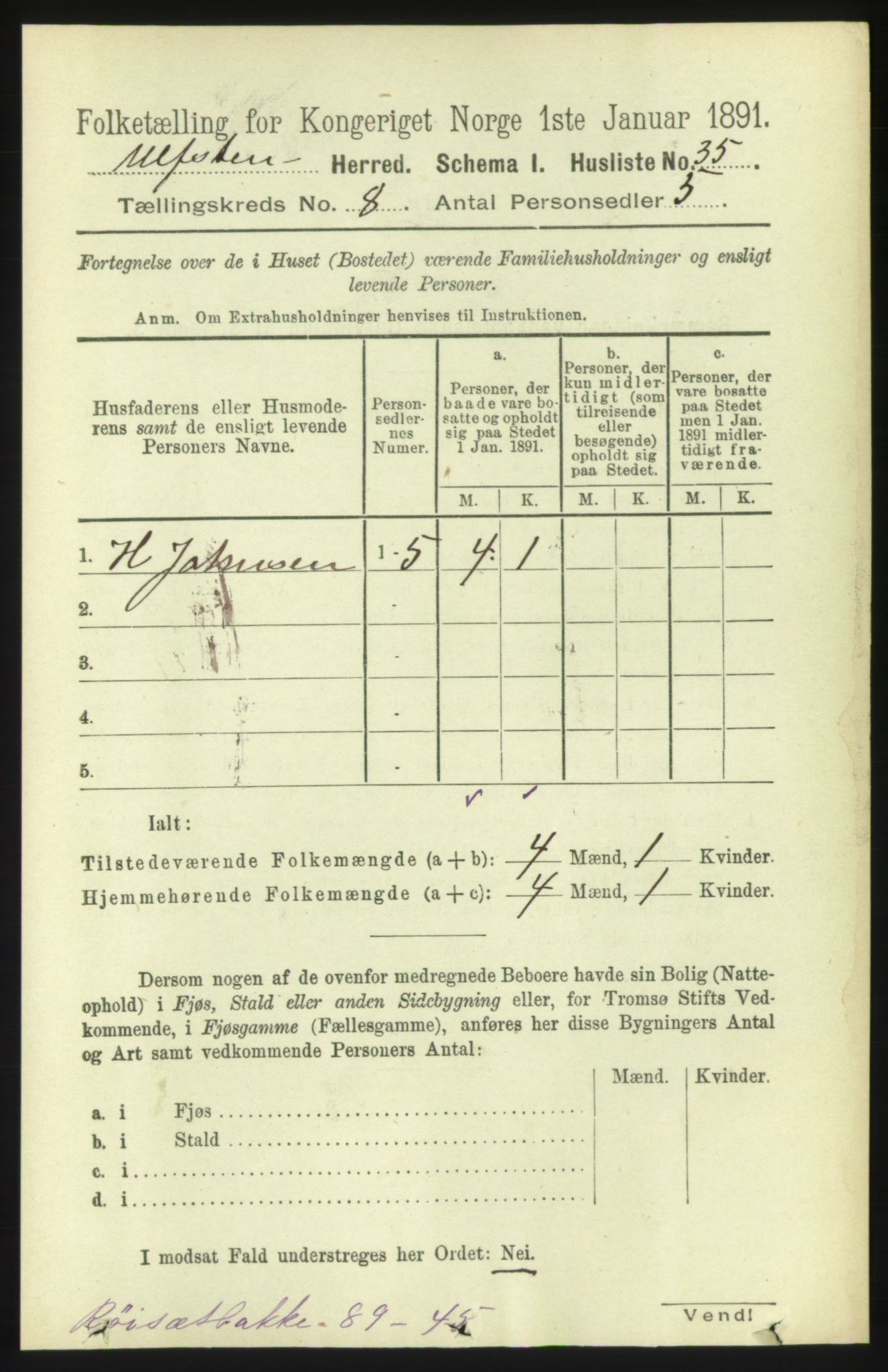 RA, 1891 census for 1516 Ulstein, 1891, p. 2554
