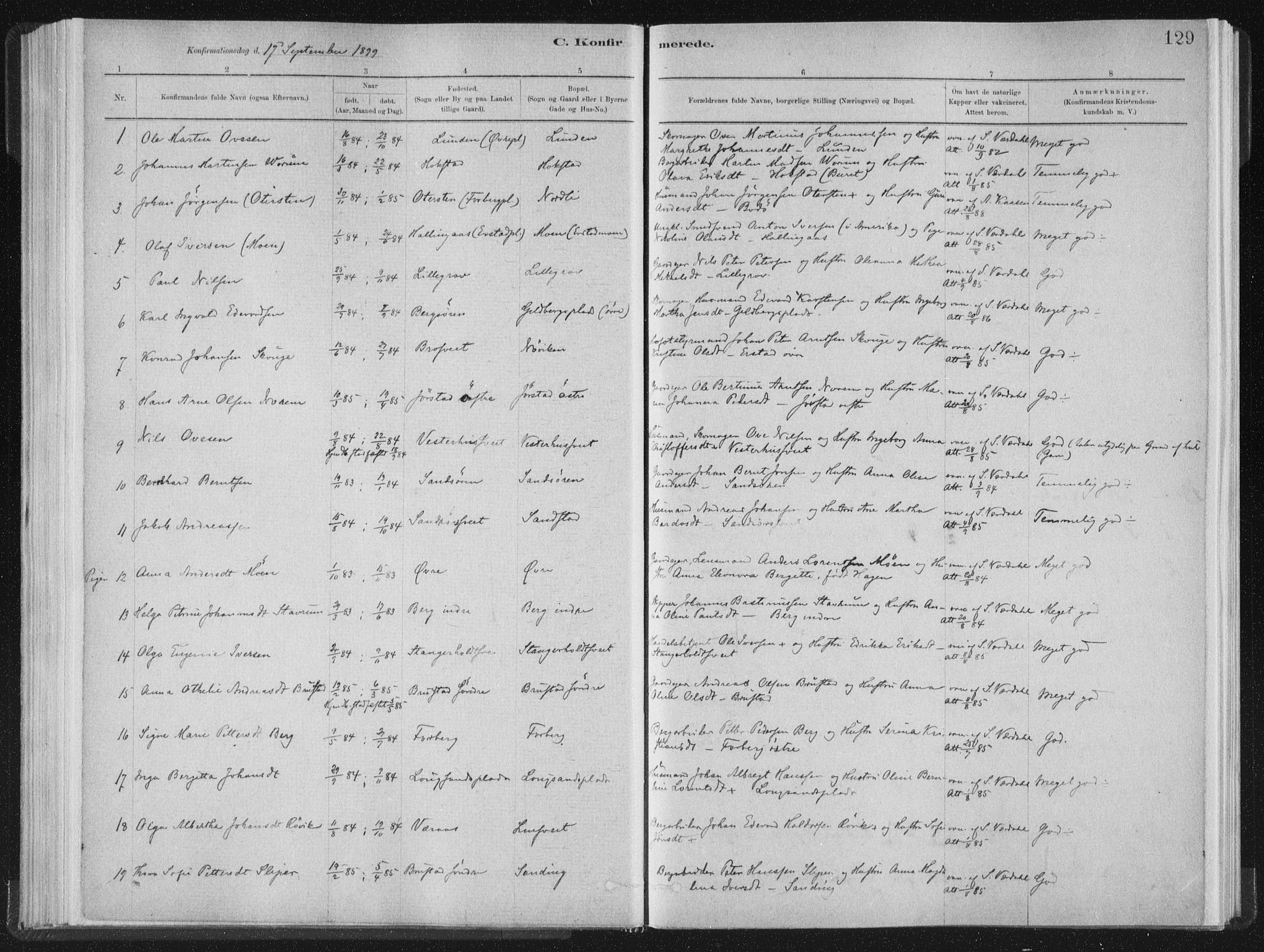 Ministerialprotokoller, klokkerbøker og fødselsregistre - Nord-Trøndelag, SAT/A-1458/722/L0220: Parish register (official) no. 722A07, 1881-1908, p. 129