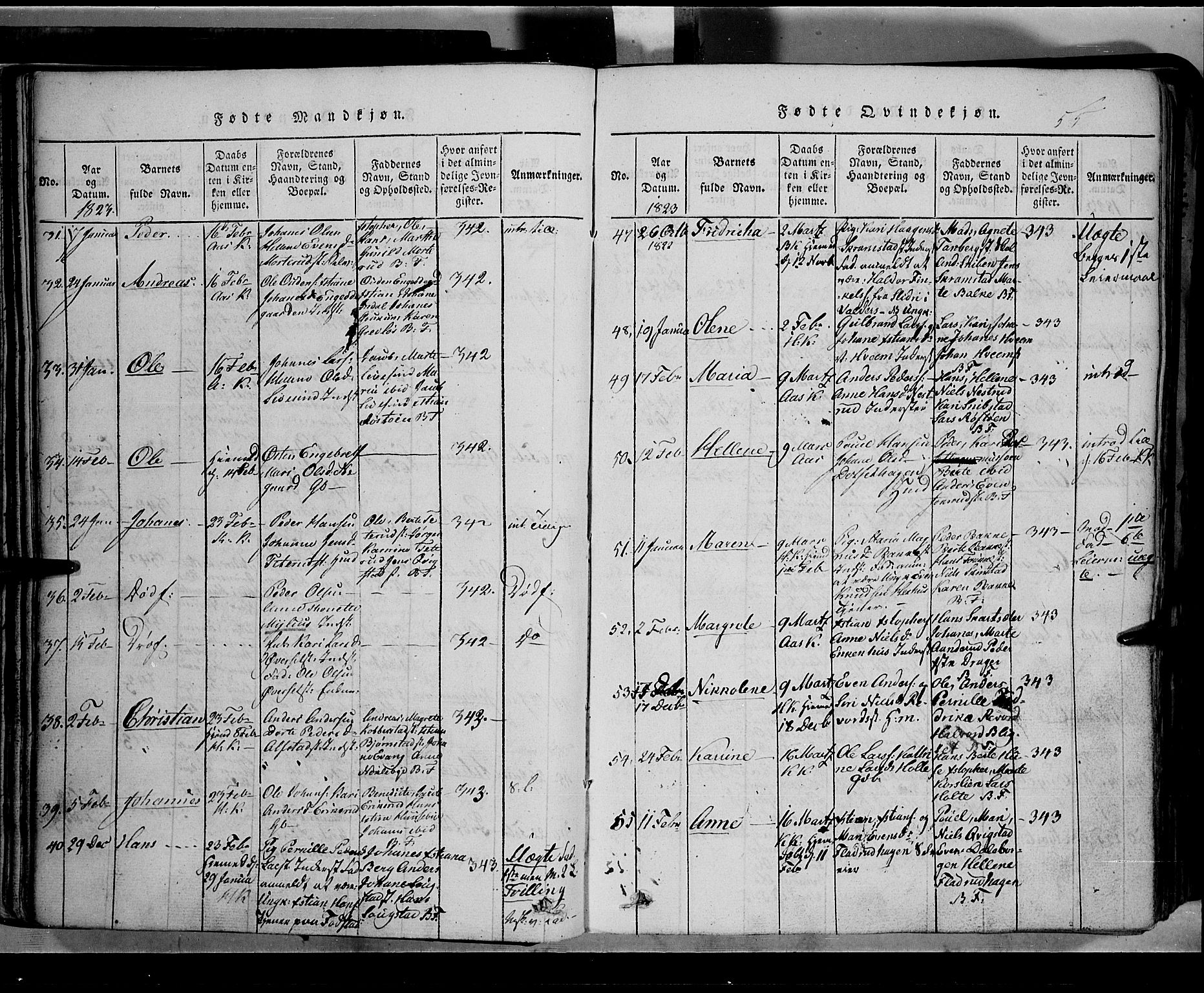 Toten prestekontor, AV/SAH-PREST-102/H/Ha/Hab/L0002: Parish register (copy) no. 2, 1820-1827, p. 55