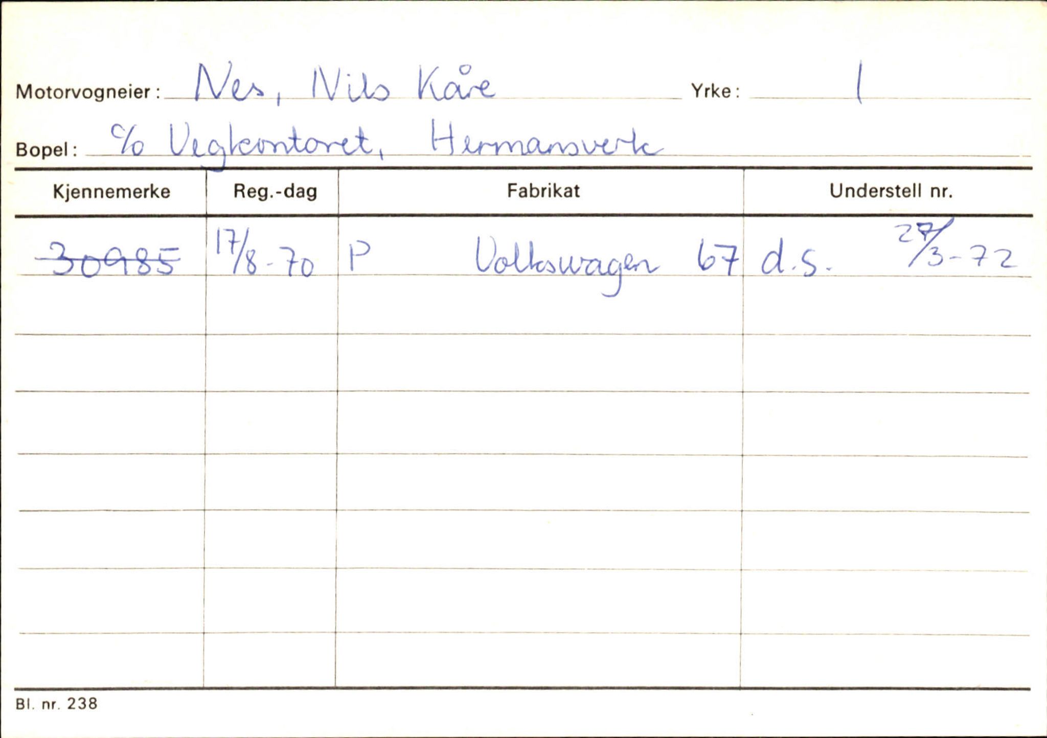 Statens vegvesen, Sogn og Fjordane vegkontor, SAB/A-5301/4/F/L0126: Eigarregister Fjaler M-Å. Leikanger A-Å, 1945-1975, p. 1806