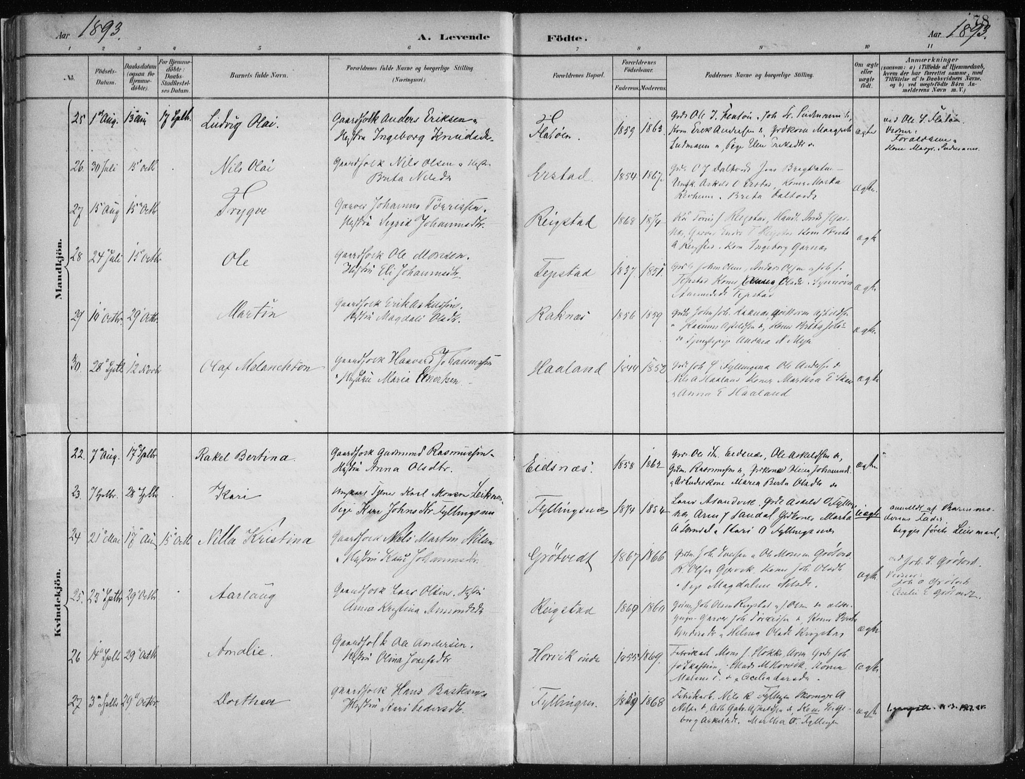 Hamre sokneprestembete, AV/SAB-A-75501/H/Ha/Haa/Haab/L0001: Parish register (official) no. B  1, 1882-1905, p. 78