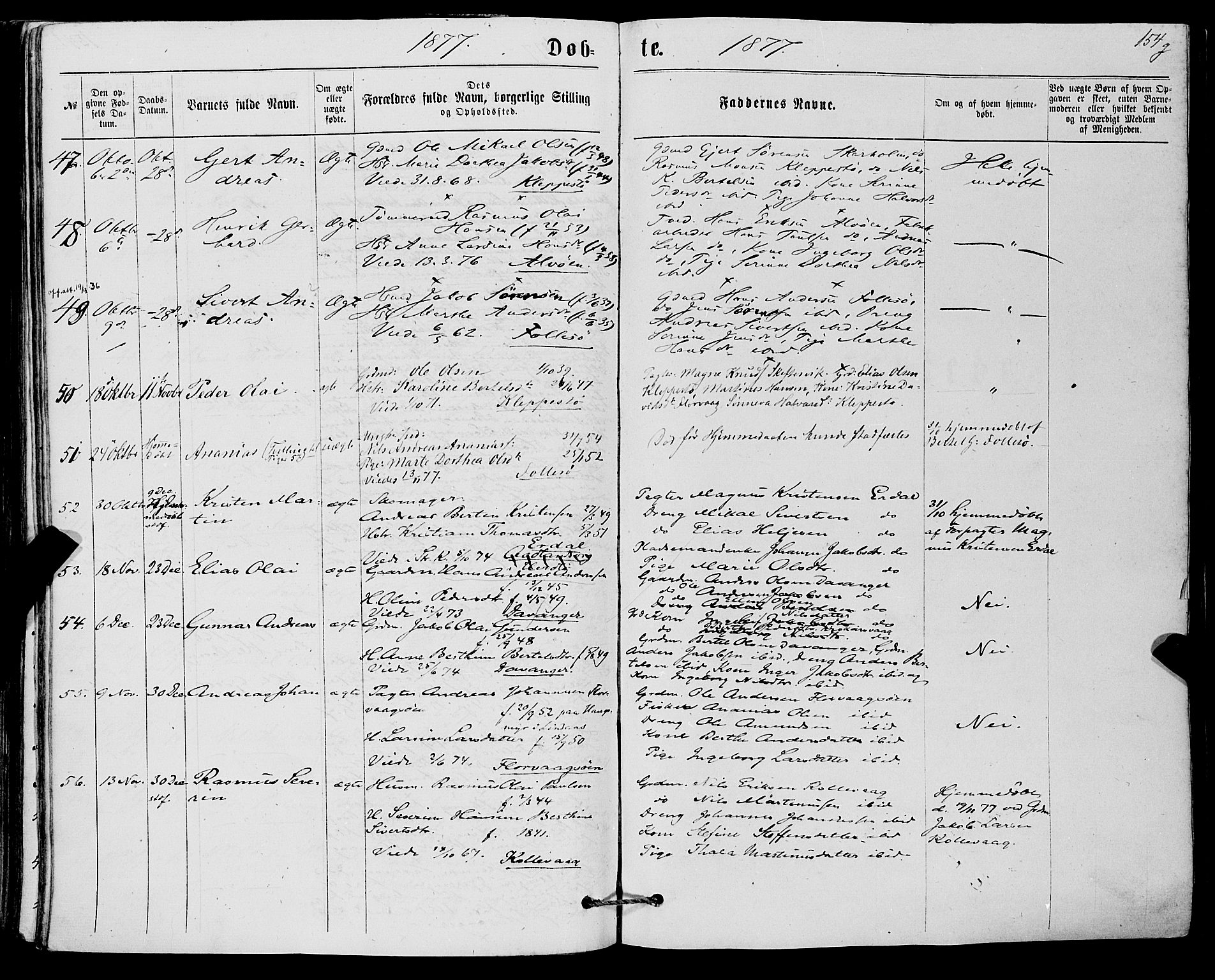 Askøy Sokneprestembete, AV/SAB-A-74101/H/Ha/Haa/Haaa/L0009: Parish register (official) no. A 9, 1863-1877, p. 154g