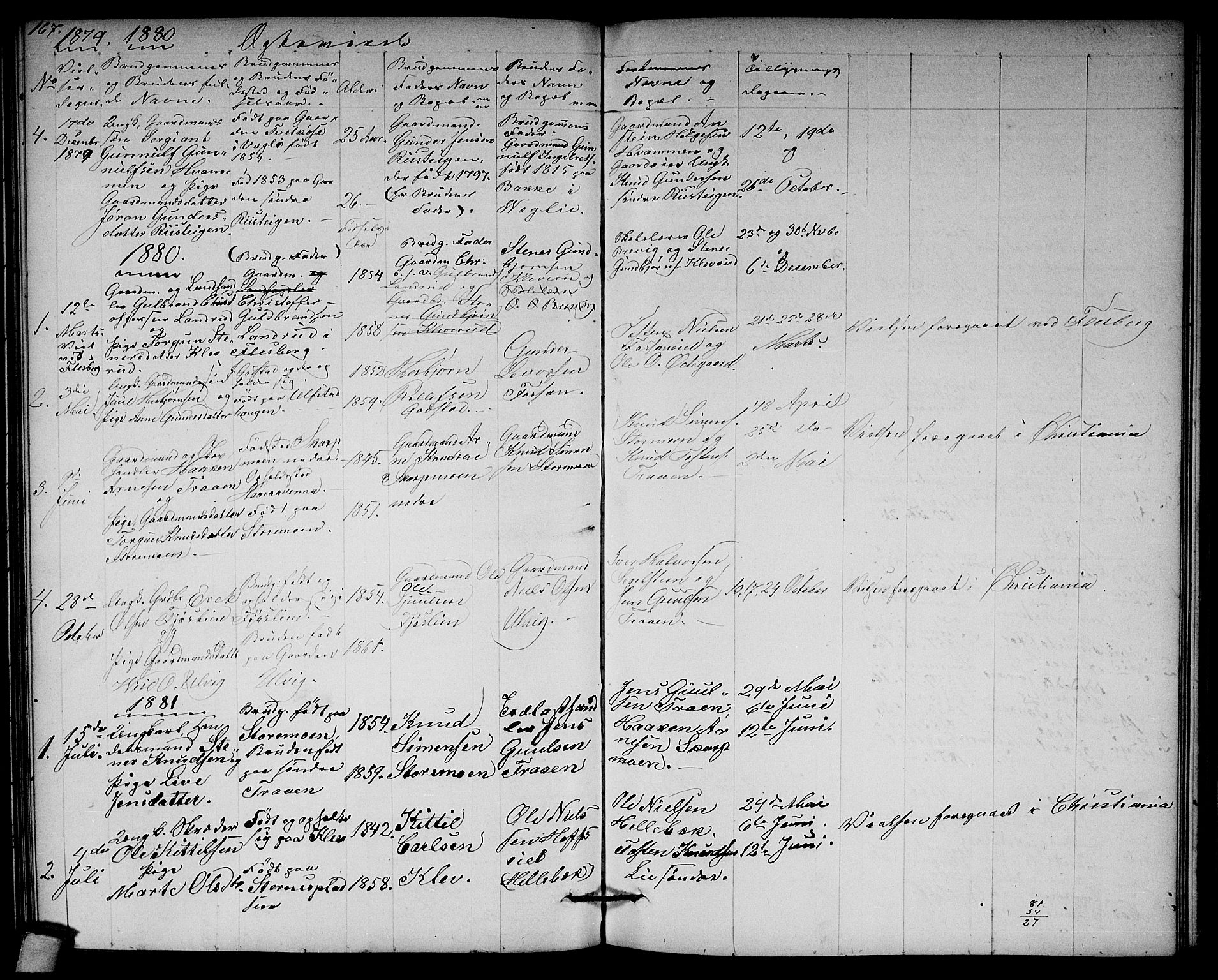 Rollag kirkebøker, AV/SAKO-A-240/G/Ga/L0003: Parish register (copy) no. I 3, 1856-1887, p. 167