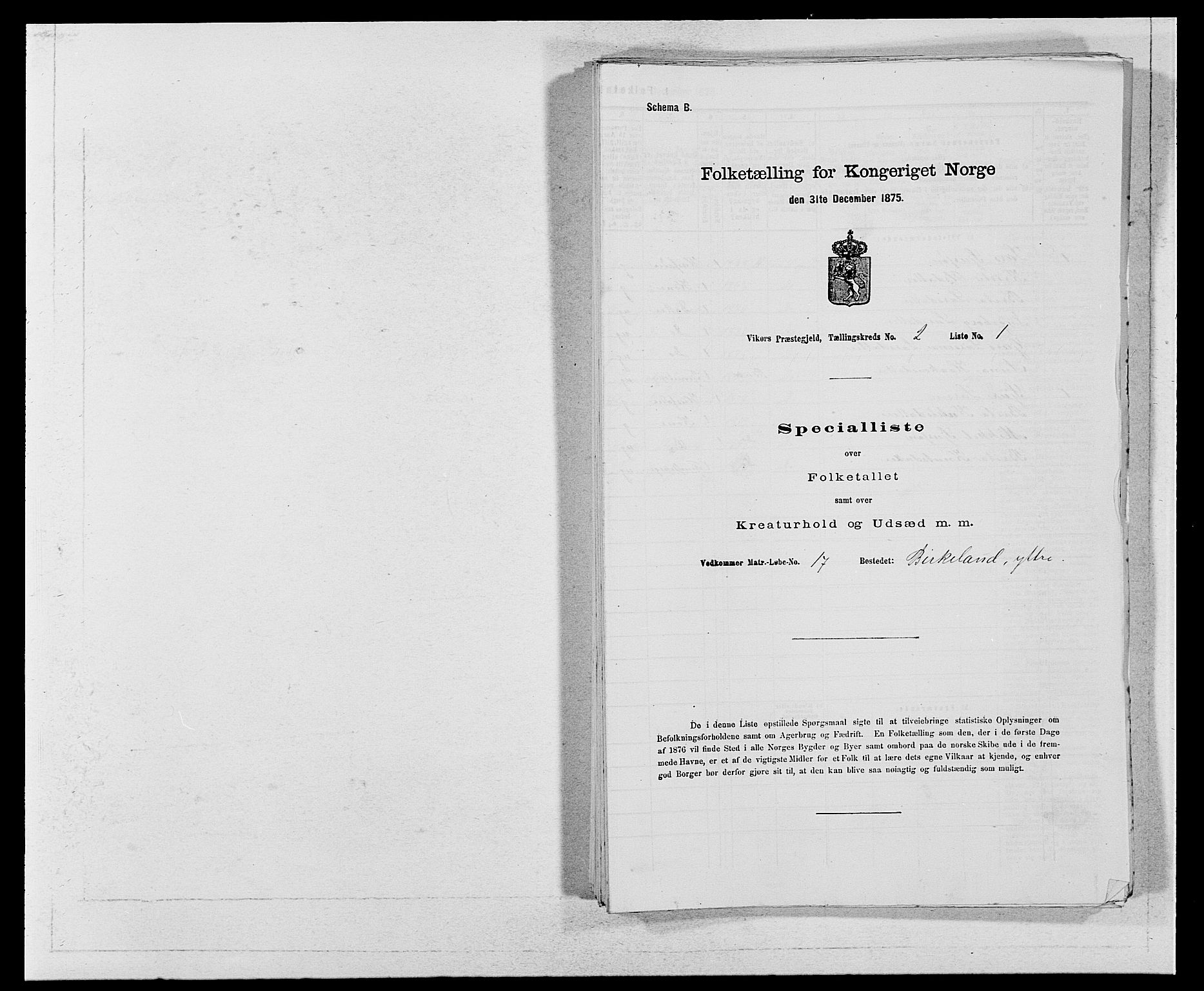 SAB, 1875 census for 1238P Vikør, 1875, p. 197