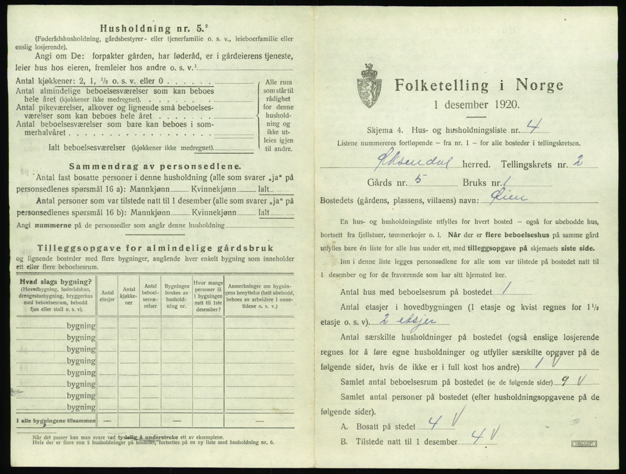 SAT, 1920 census for Øksendal, 1920, p. 129