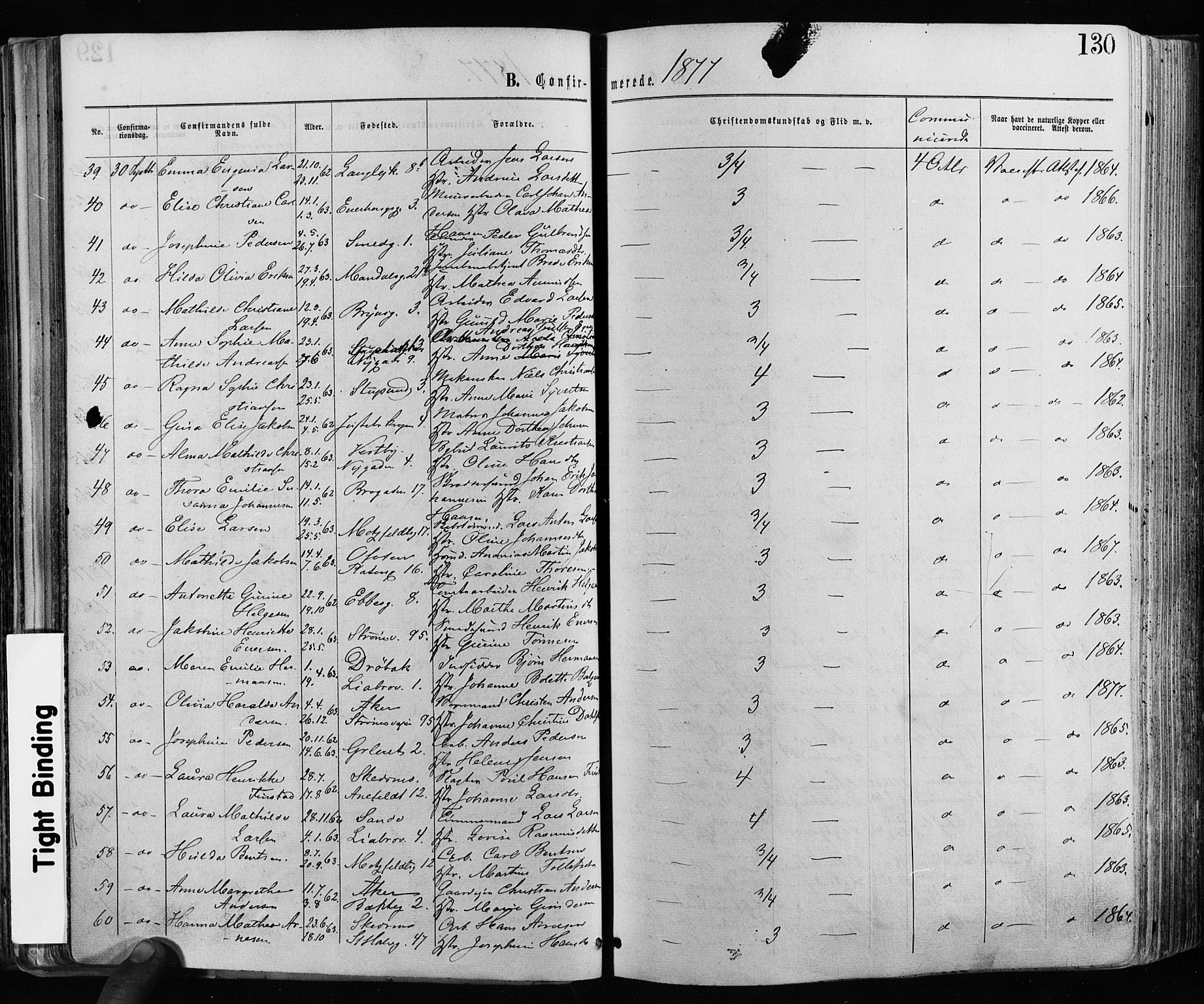 Grønland prestekontor Kirkebøker, AV/SAO-A-10848/F/Fa/L0005: Parish register (official) no. 5, 1869-1880, p. 130