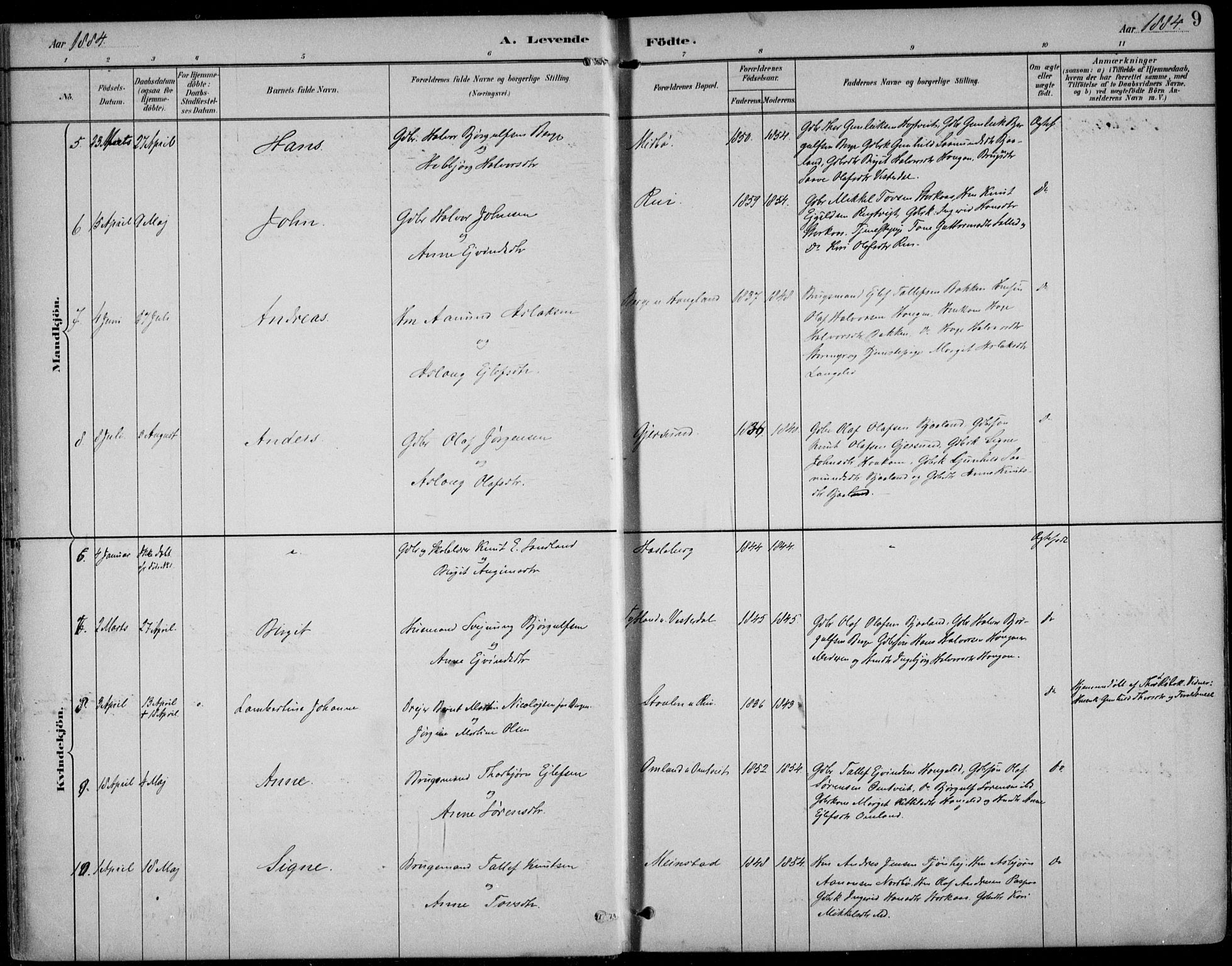 Kviteseid kirkebøker, SAKO/A-276/F/Fb/L0002: Parish register (official) no. II 2, 1882-1916, p. 9
