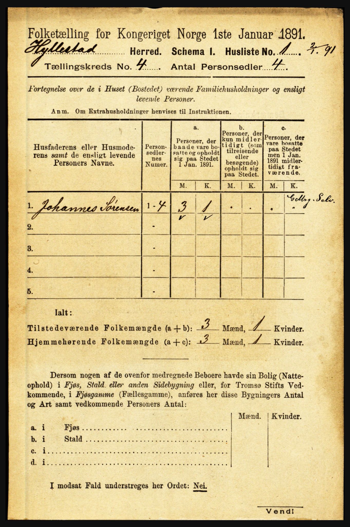 RA, 1891 census for 1413 Hyllestad, 1891, p. 542