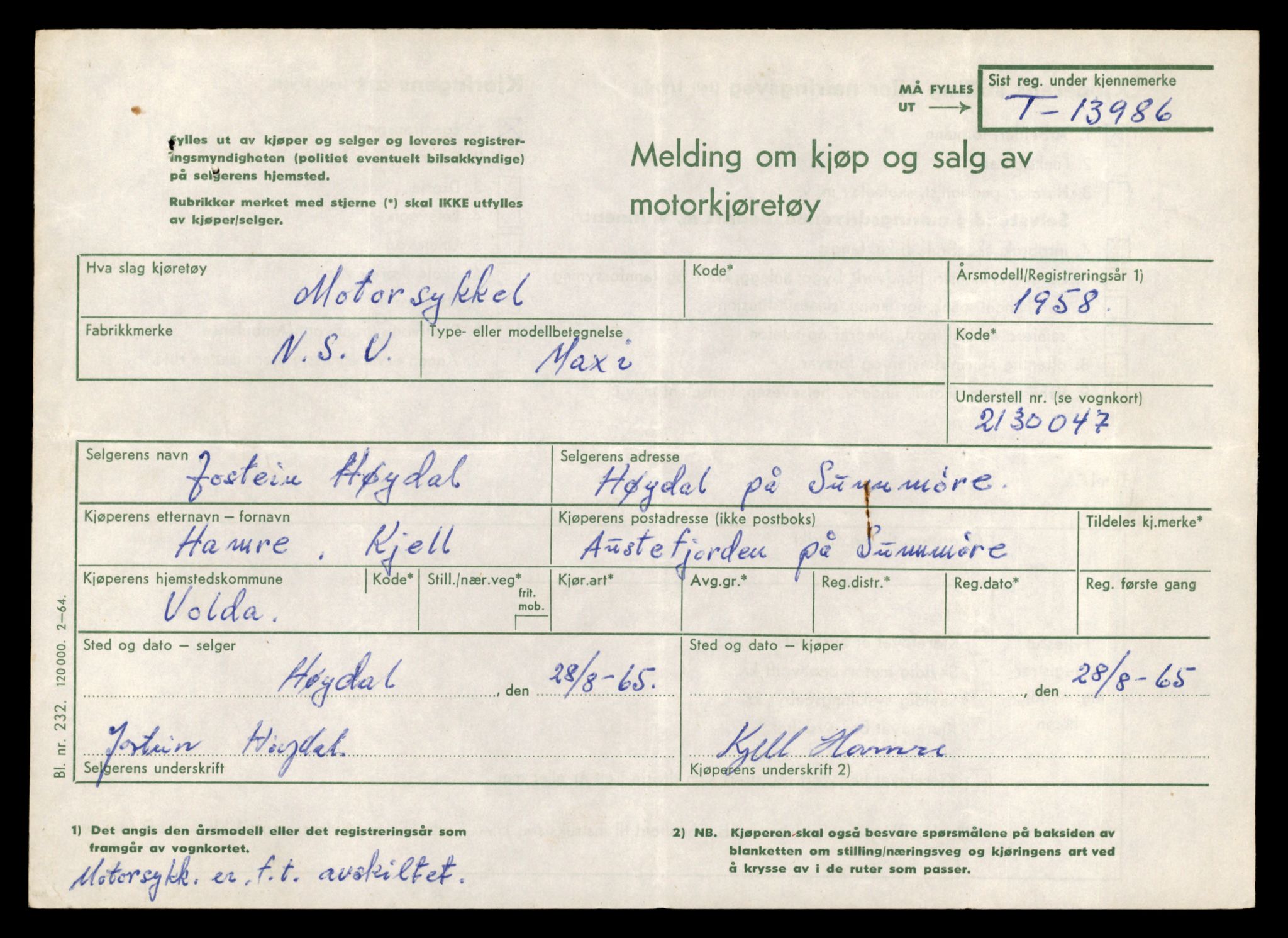 Møre og Romsdal vegkontor - Ålesund trafikkstasjon, AV/SAT-A-4099/F/Fe/L0042: Registreringskort for kjøretøy T 13906 - T 14079, 1927-1998, p. 1165