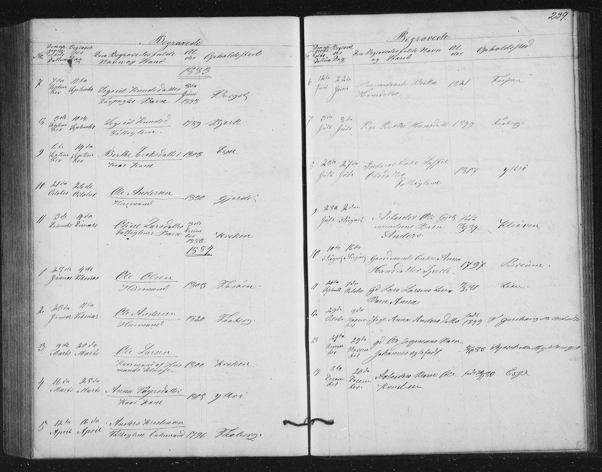 Jostedal sokneprestembete, AV/SAB-A-80601/H/Hab/Haba/L0001: Parish register (copy) no. A 1, 1861-1906, p. 239