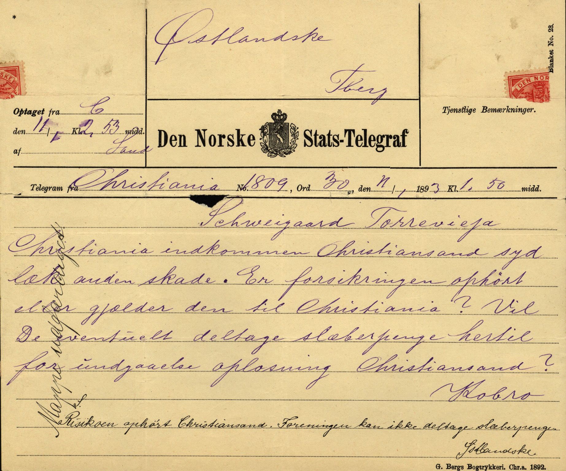 Pa 63 - Østlandske skibsassuranceforening, VEMU/A-1079/G/Ga/L0030/0003: Havaridokumenter / Rex, Salus, Schweigaard, Seladon, Titania, Tordenskjold av Trondhjem, 1893, p. 30