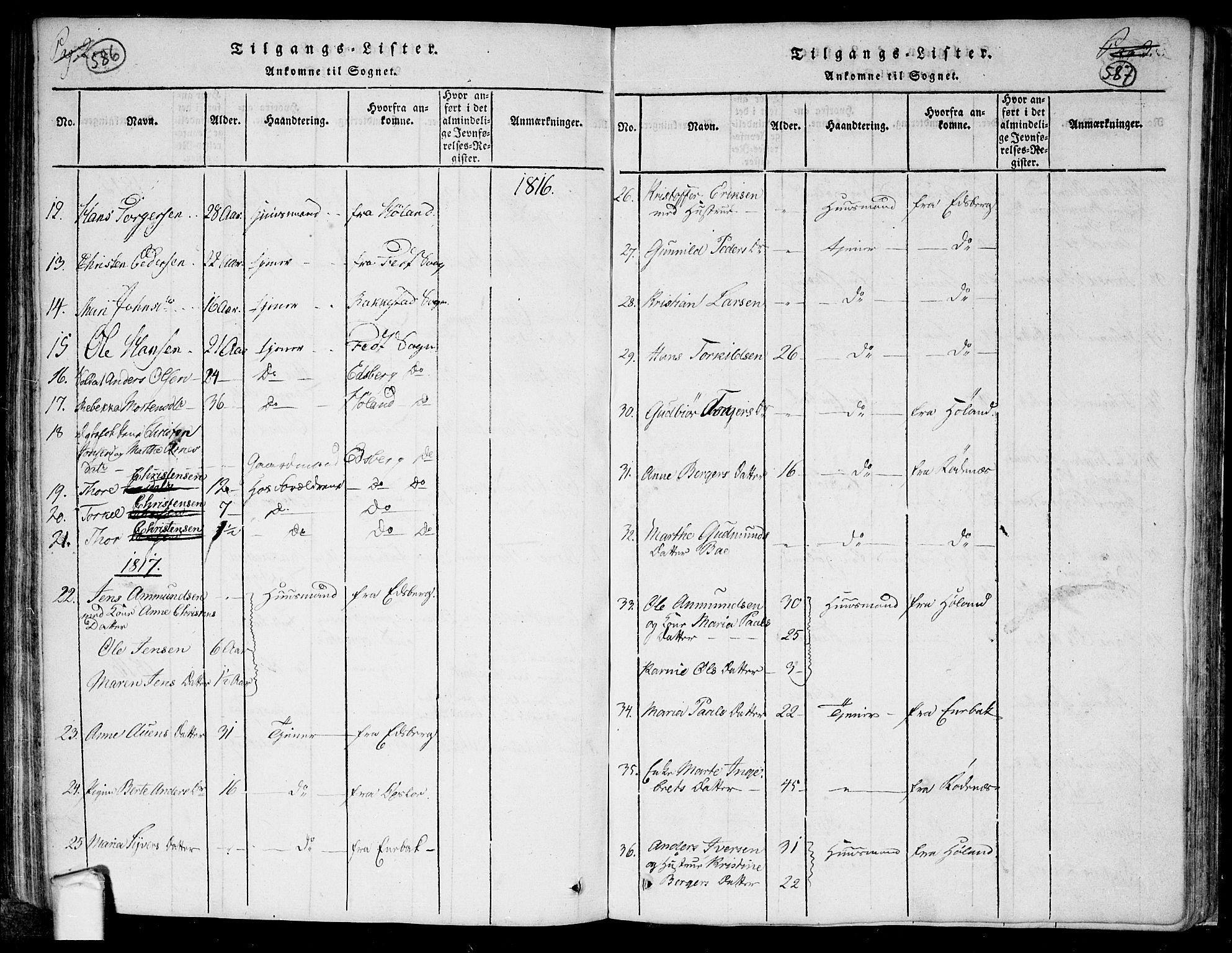 Trøgstad prestekontor Kirkebøker, SAO/A-10925/F/Fa/L0006: Parish register (official) no. I 6, 1815-1844, p. 586-587