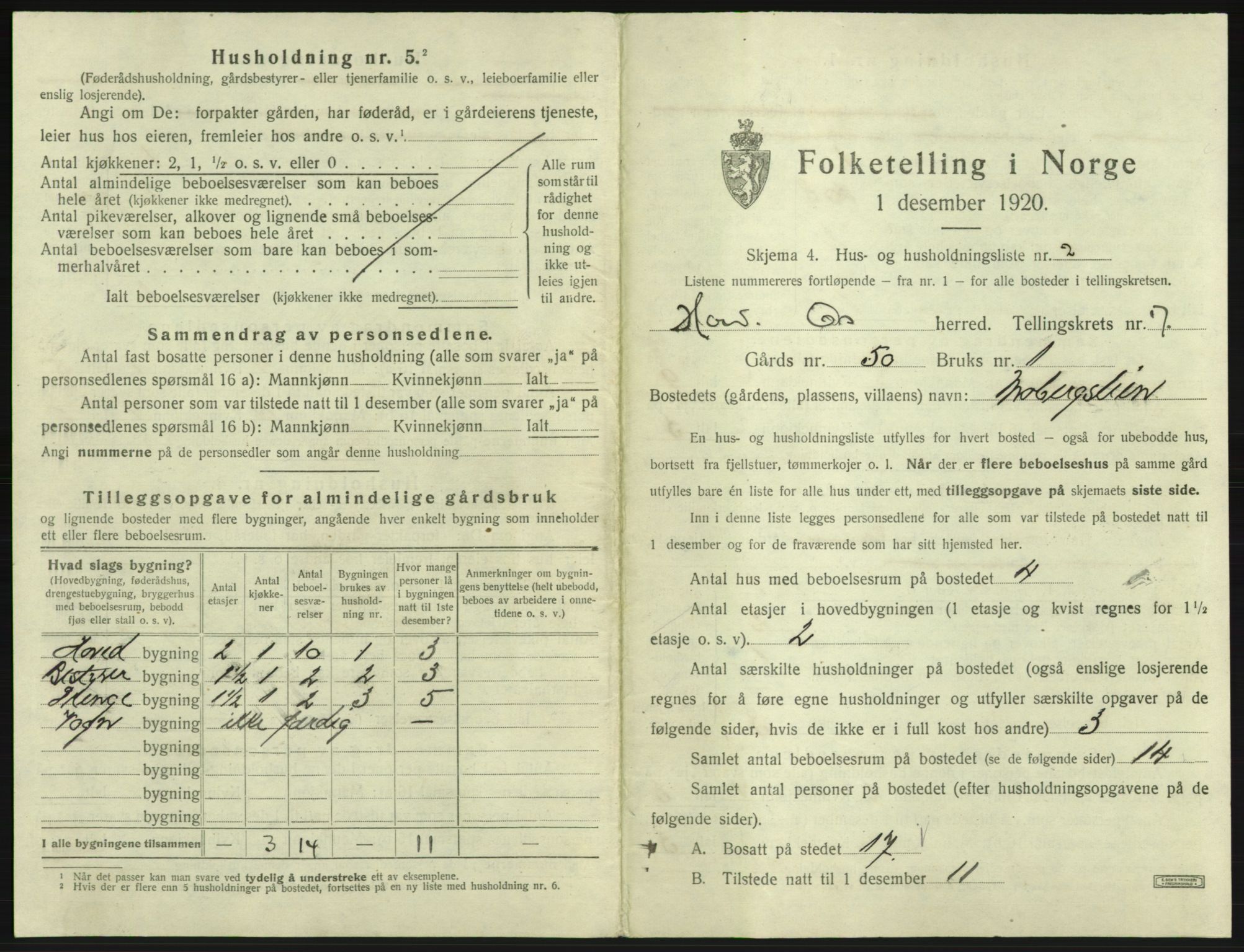 SAB, 1920 census for Os, 1920, p. 696