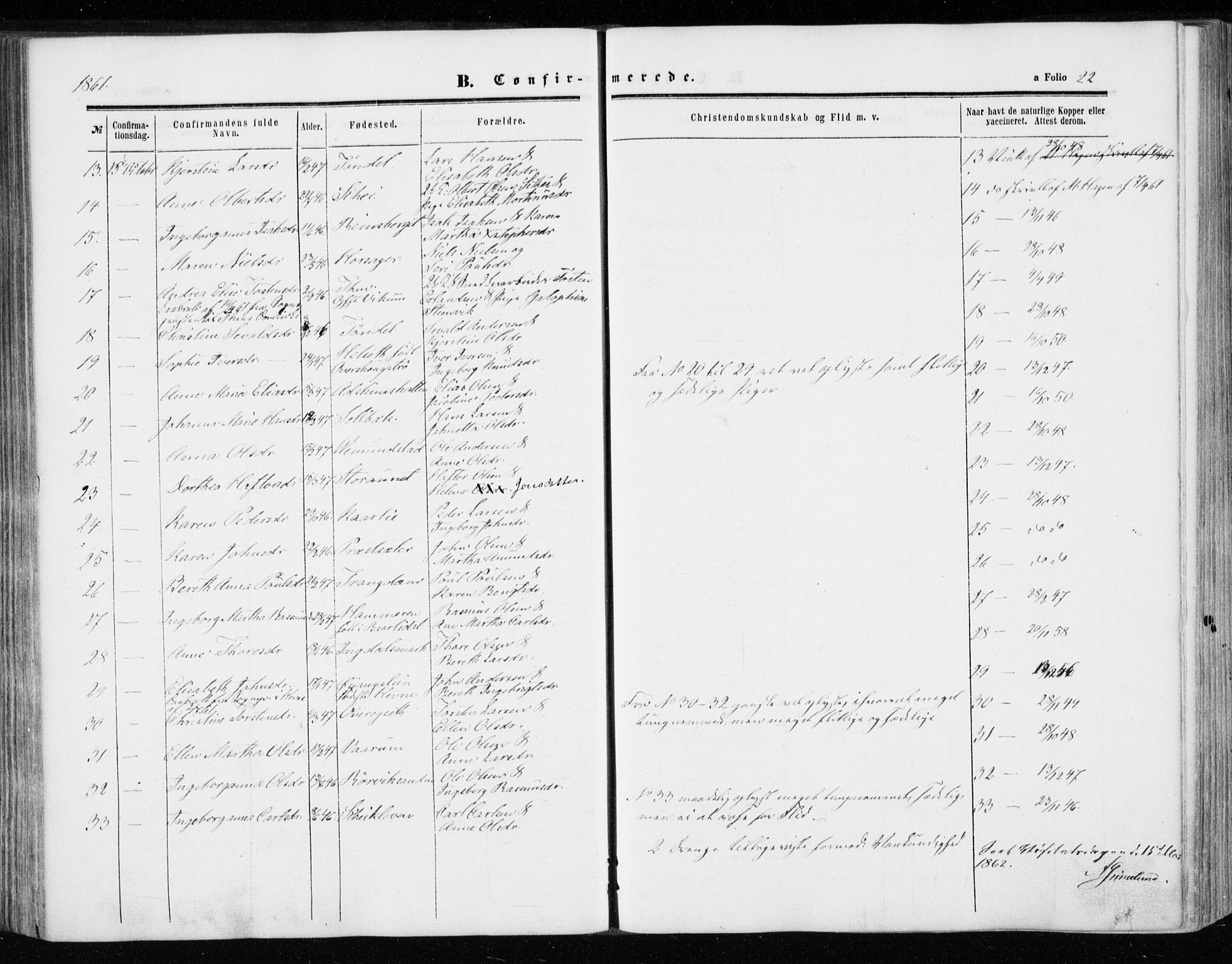 Ministerialprotokoller, klokkerbøker og fødselsregistre - Sør-Trøndelag, AV/SAT-A-1456/646/L0612: Parish register (official) no. 646A10, 1858-1869, p. 22