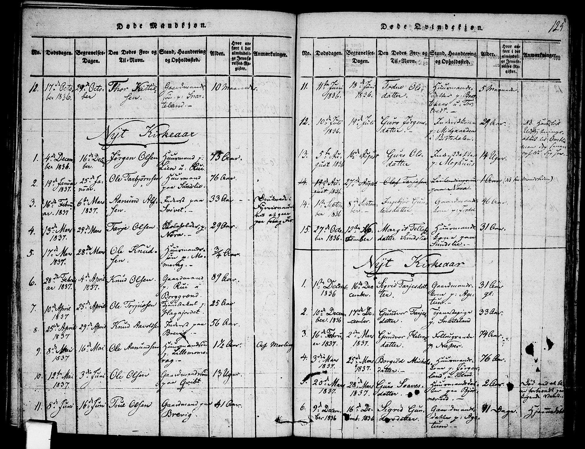 Fyresdal kirkebøker, SAKO/A-263/F/Fa/L0003: Parish register (official) no. I 3, 1815-1840, p. 125