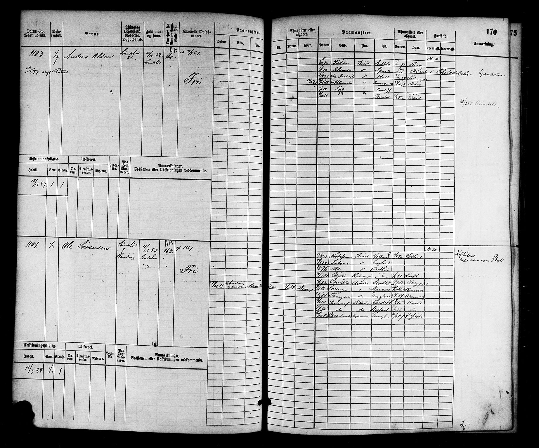 Risør mønstringskrets, AV/SAK-2031-0010/F/Fb/L0003: Hovedrulle nr 767-1528, Q-3, 1868-1910, p. 172