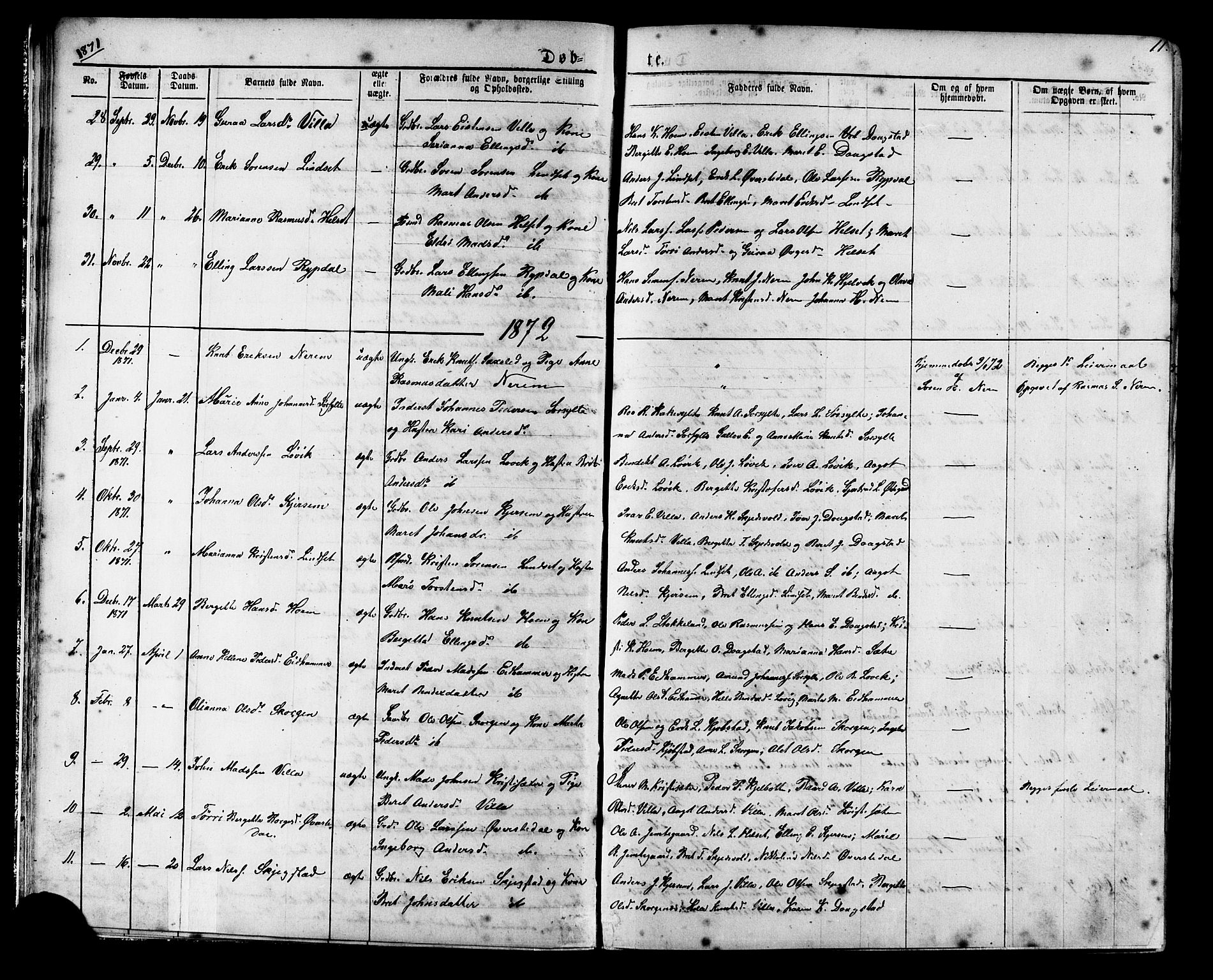Ministerialprotokoller, klokkerbøker og fødselsregistre - Møre og Romsdal, SAT/A-1454/541/L0547: Parish register (copy) no. 541C02, 1867-1921, p. 11