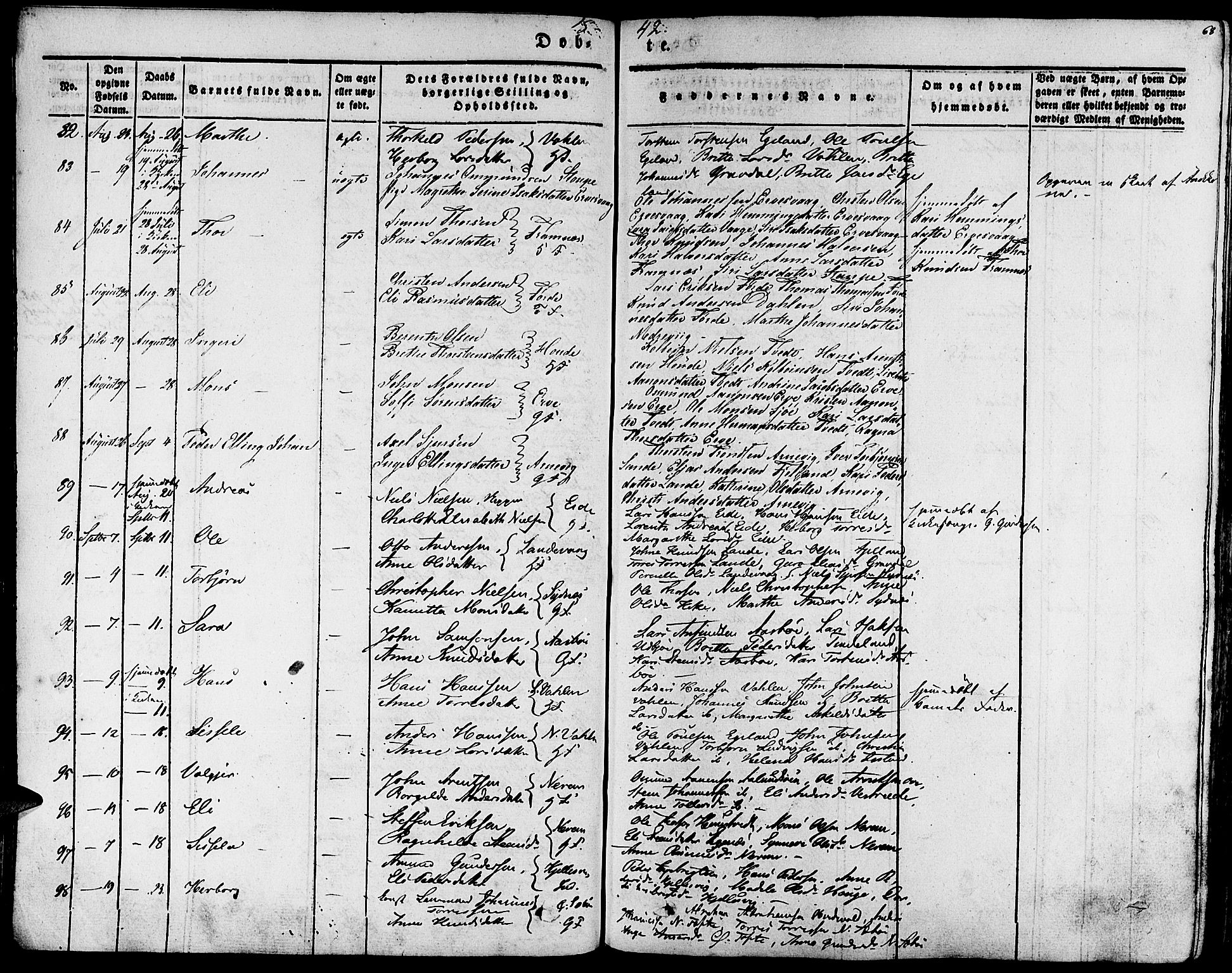 Fjelberg sokneprestembete, SAB/A-75201/H/Haa: Parish register (official) no. A 6, 1835-1851, p. 68