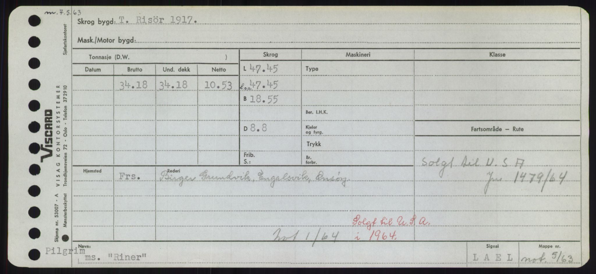 Sjøfartsdirektoratet med forløpere, Skipsmålingen, RA/S-1627/H/Hd/L0030: Fartøy, Q-Riv, p. 545