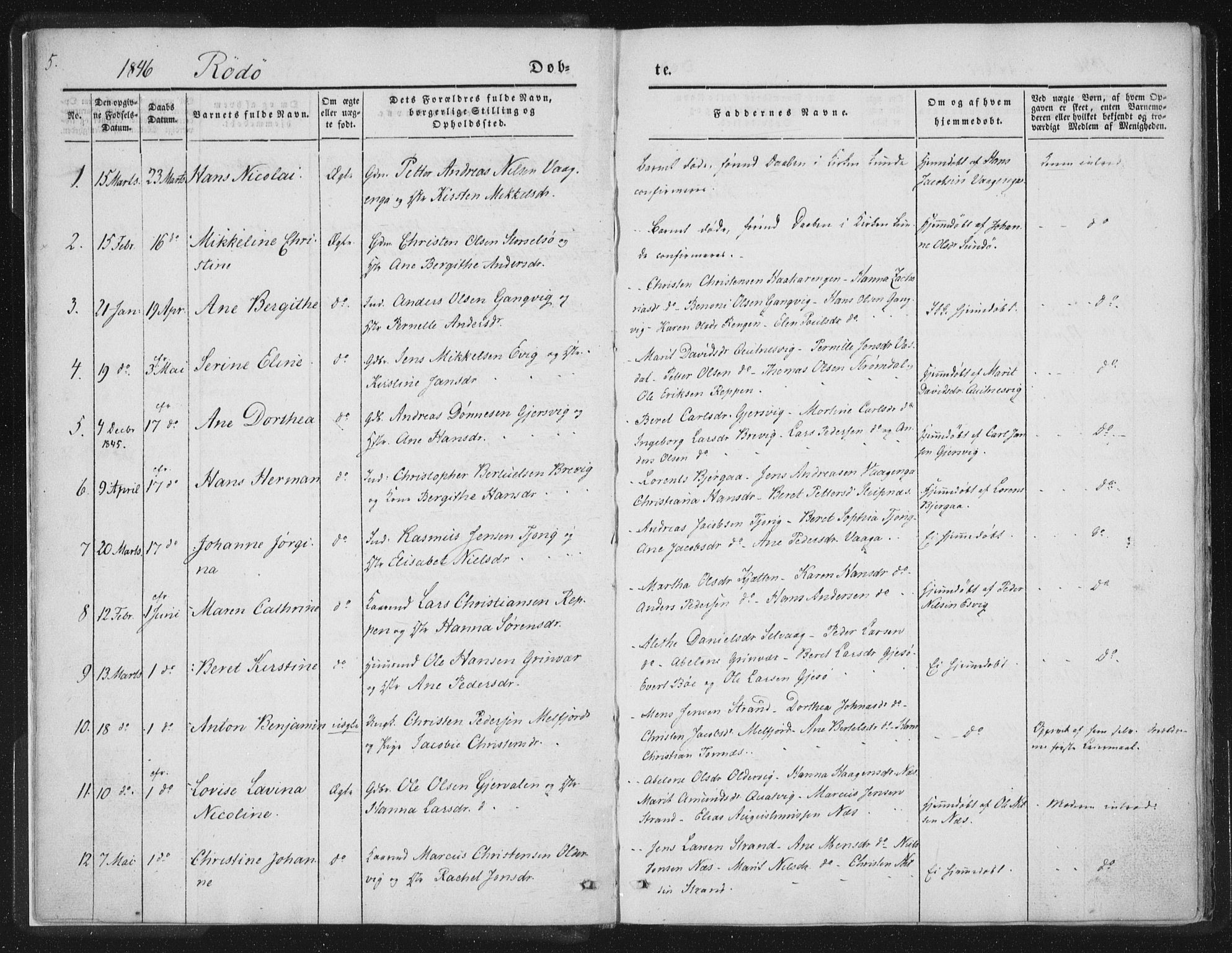 Ministerialprotokoller, klokkerbøker og fødselsregistre - Nordland, AV/SAT-A-1459/841/L0602: Parish register (official) no. 841A08 /1, 1845-1859, p. 5