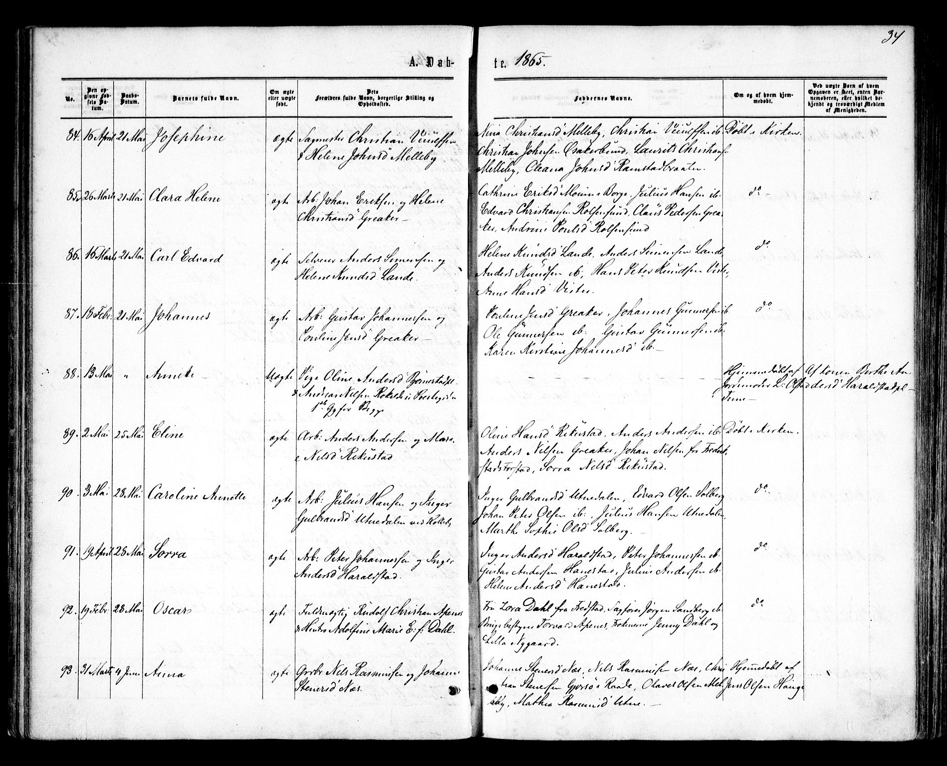 Tune prestekontor Kirkebøker, AV/SAO-A-2007/F/Fa/L0014: Parish register (official) no. 14, 1864-1868, p. 34