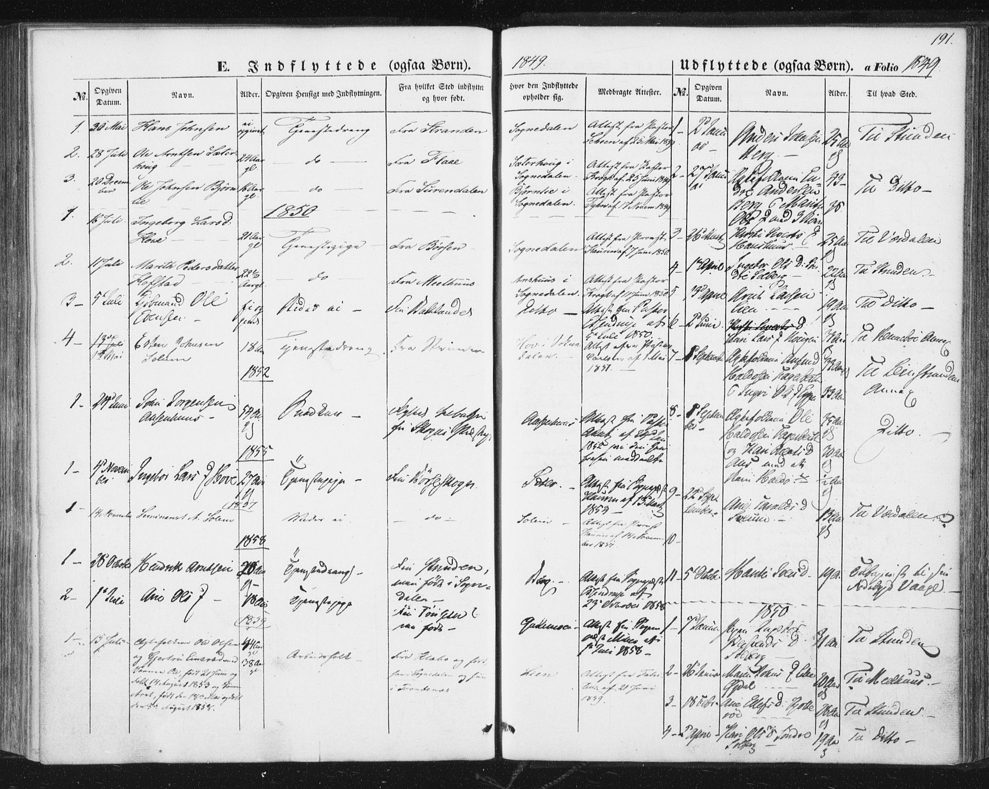 Ministerialprotokoller, klokkerbøker og fødselsregistre - Sør-Trøndelag, SAT/A-1456/689/L1038: Parish register (official) no. 689A03, 1848-1872, p. 191