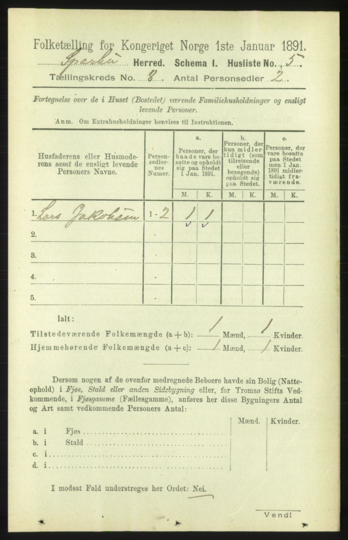 RA, 1891 census for 1731 Sparbu, 1891, p. 2765