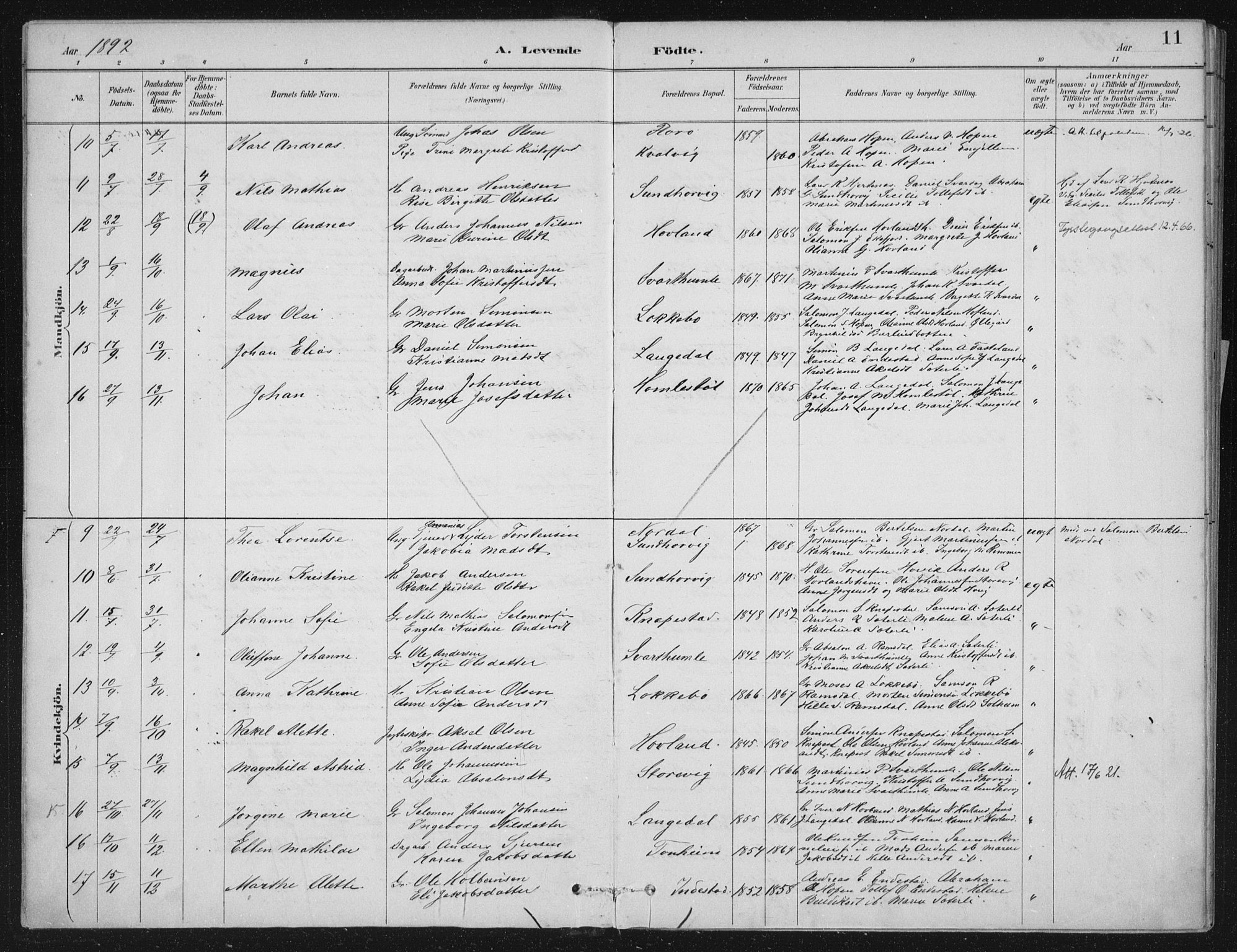 Kinn sokneprestembete, AV/SAB-A-80801/H/Haa/Haae/L0001: Parish register (official) no. E 1, 1890-1916, p. 11