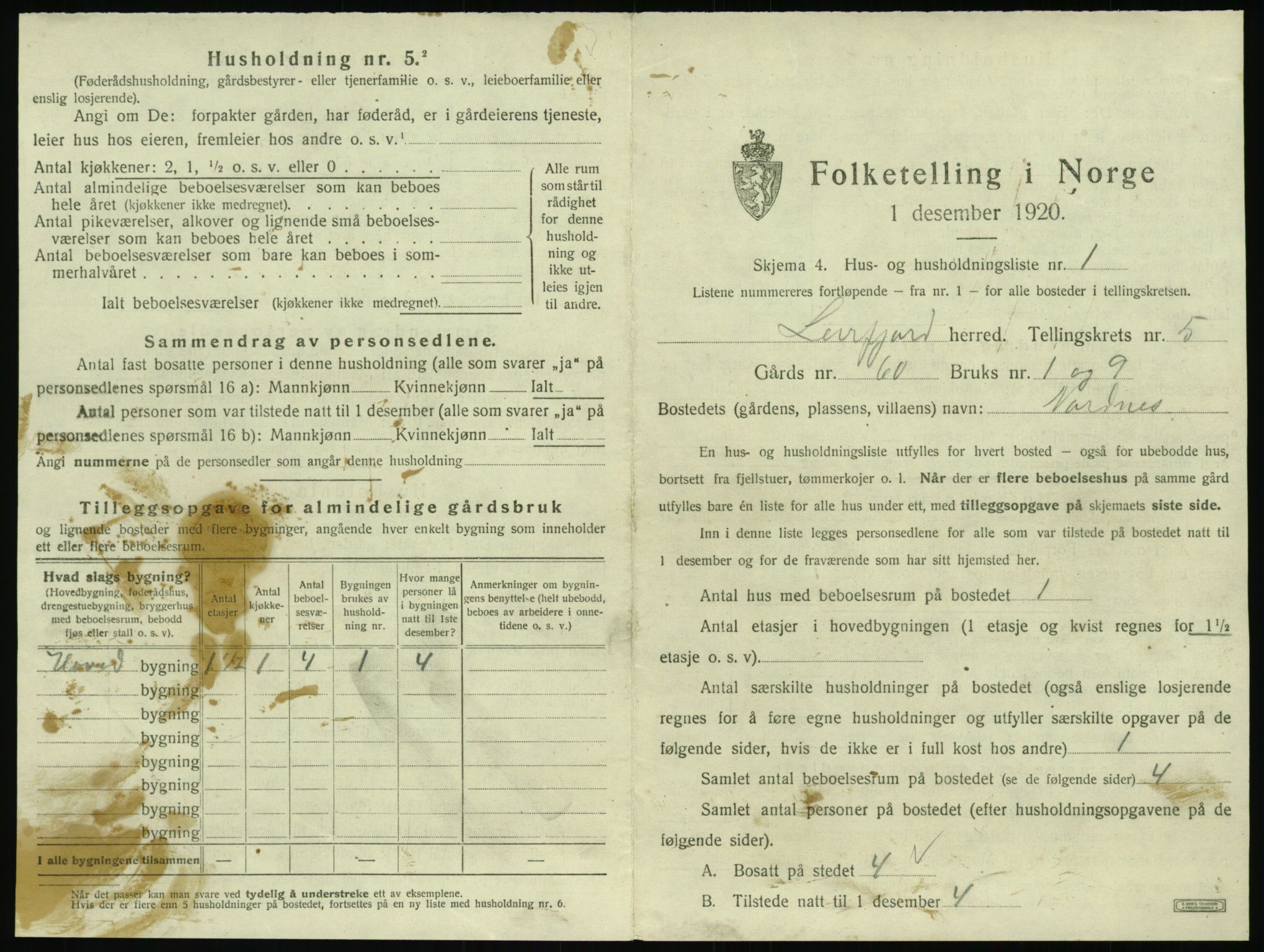 SAT, 1920 census for Leirfjord, 1920, p. 441