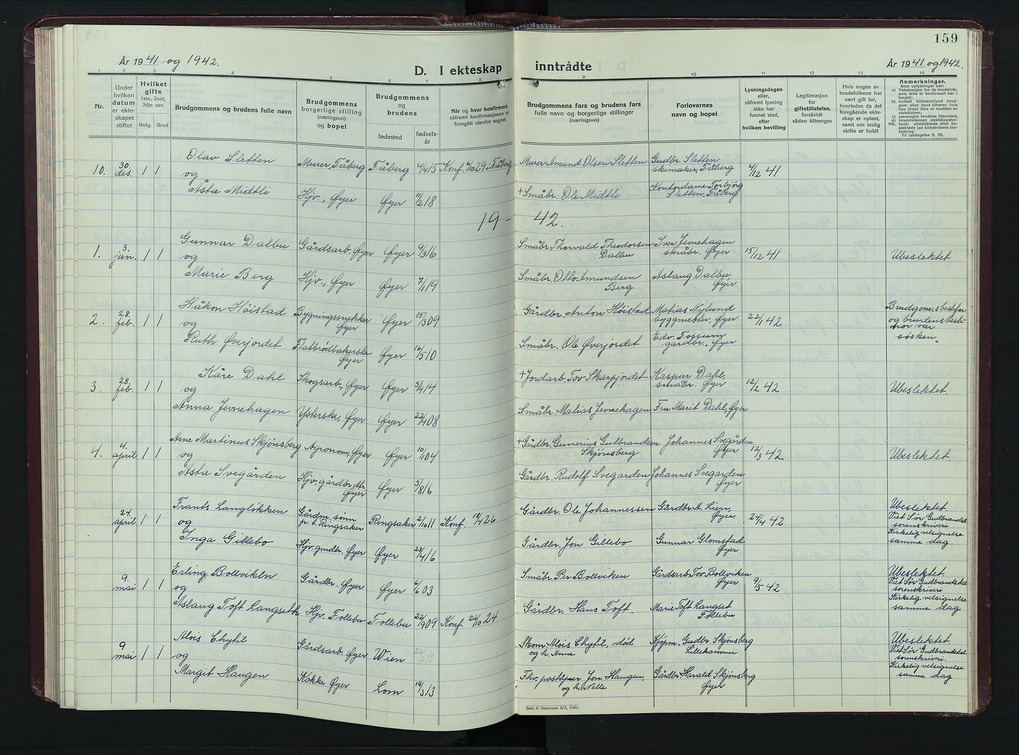 Øyer prestekontor, AV/SAH-PREST-084/H/Ha/Hab/L0008: Parish register (copy) no. 8, 1929-1947, p. 159