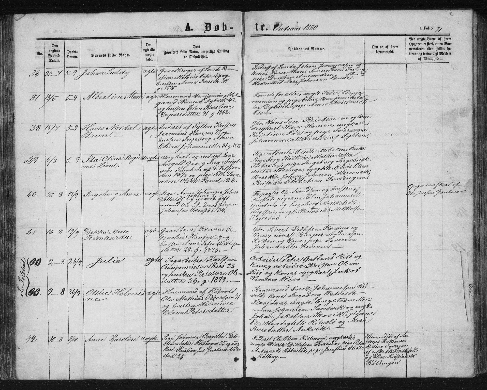 Ministerialprotokoller, klokkerbøker og fødselsregistre - Nordland, AV/SAT-A-1459/810/L0158: Parish register (copy) no. 810C02 /1, 1863-1883, p. 71