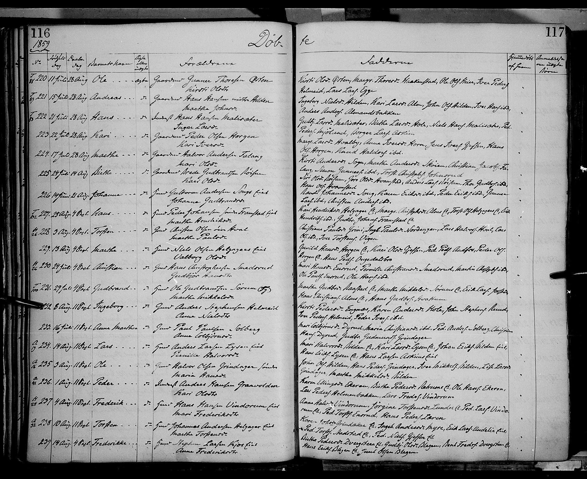 Gran prestekontor, AV/SAH-PREST-112/H/Ha/Haa/L0012: Parish register (official) no. 12, 1856-1874, p. 116-117