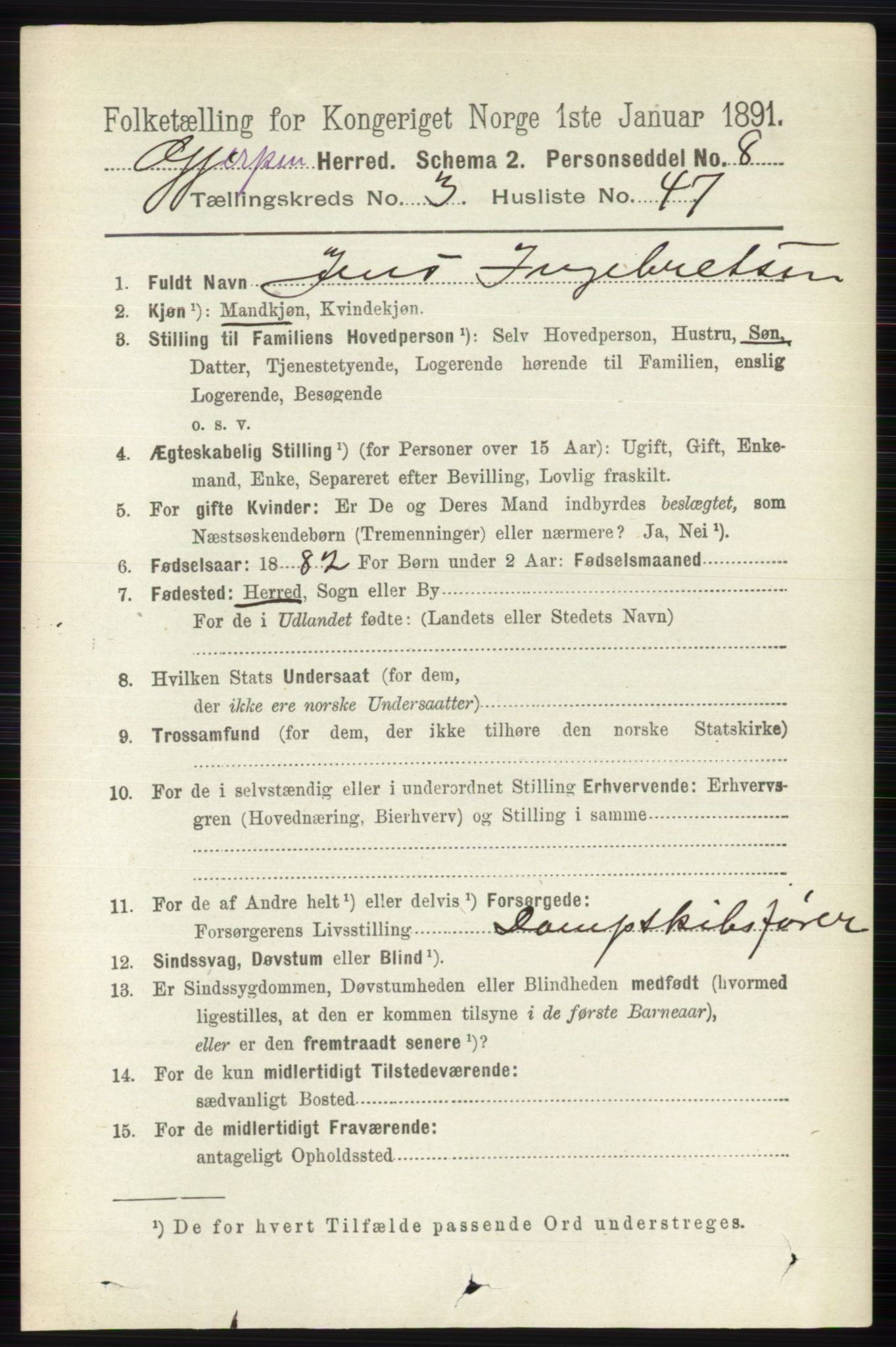 RA, 1891 census for 0812 Gjerpen, 1891, p. 1855