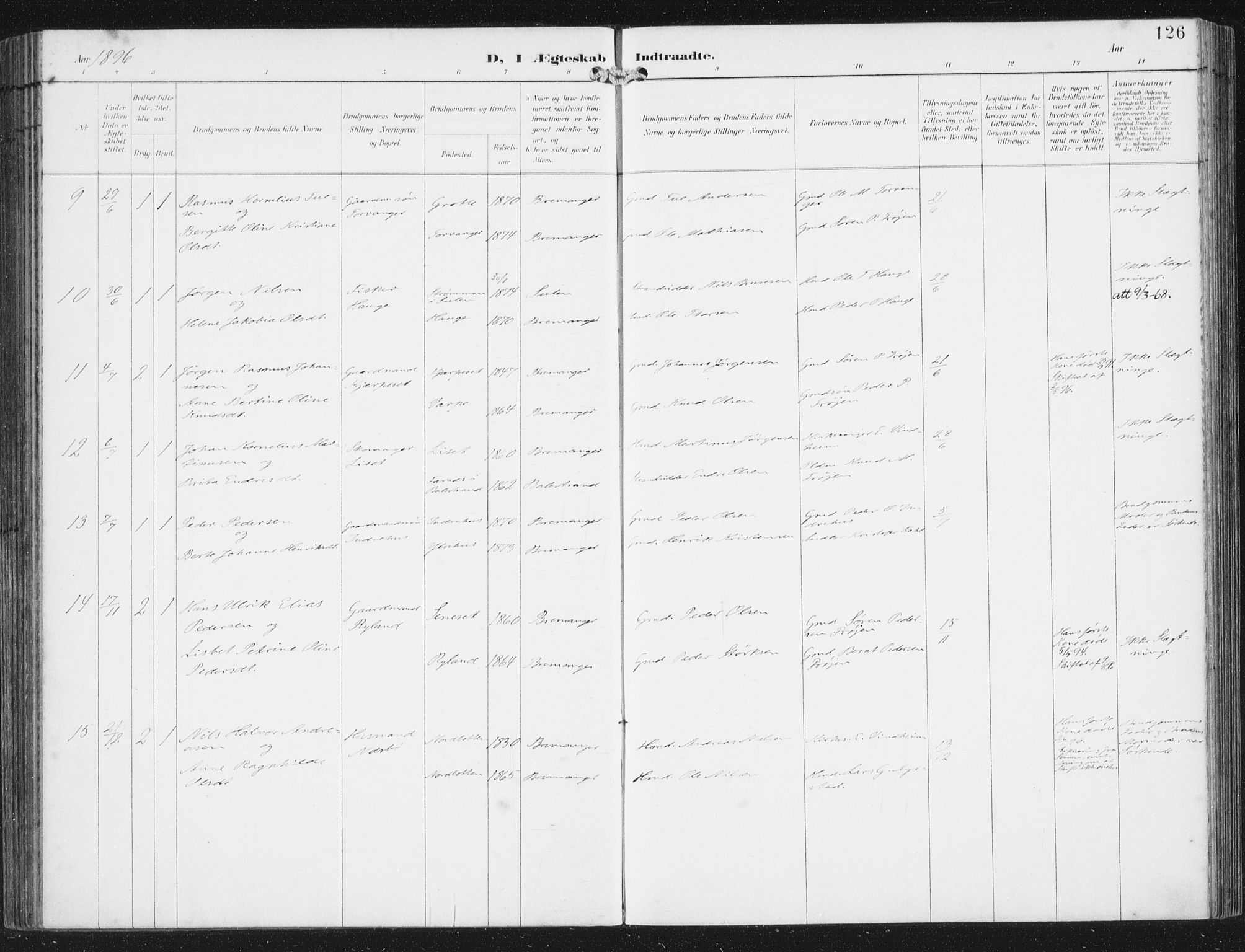 Bremanger sokneprestembete, AV/SAB-A-82201/H/Haa/Haab/L0002: Parish register (official) no. B  2, 1896-1908, p. 126