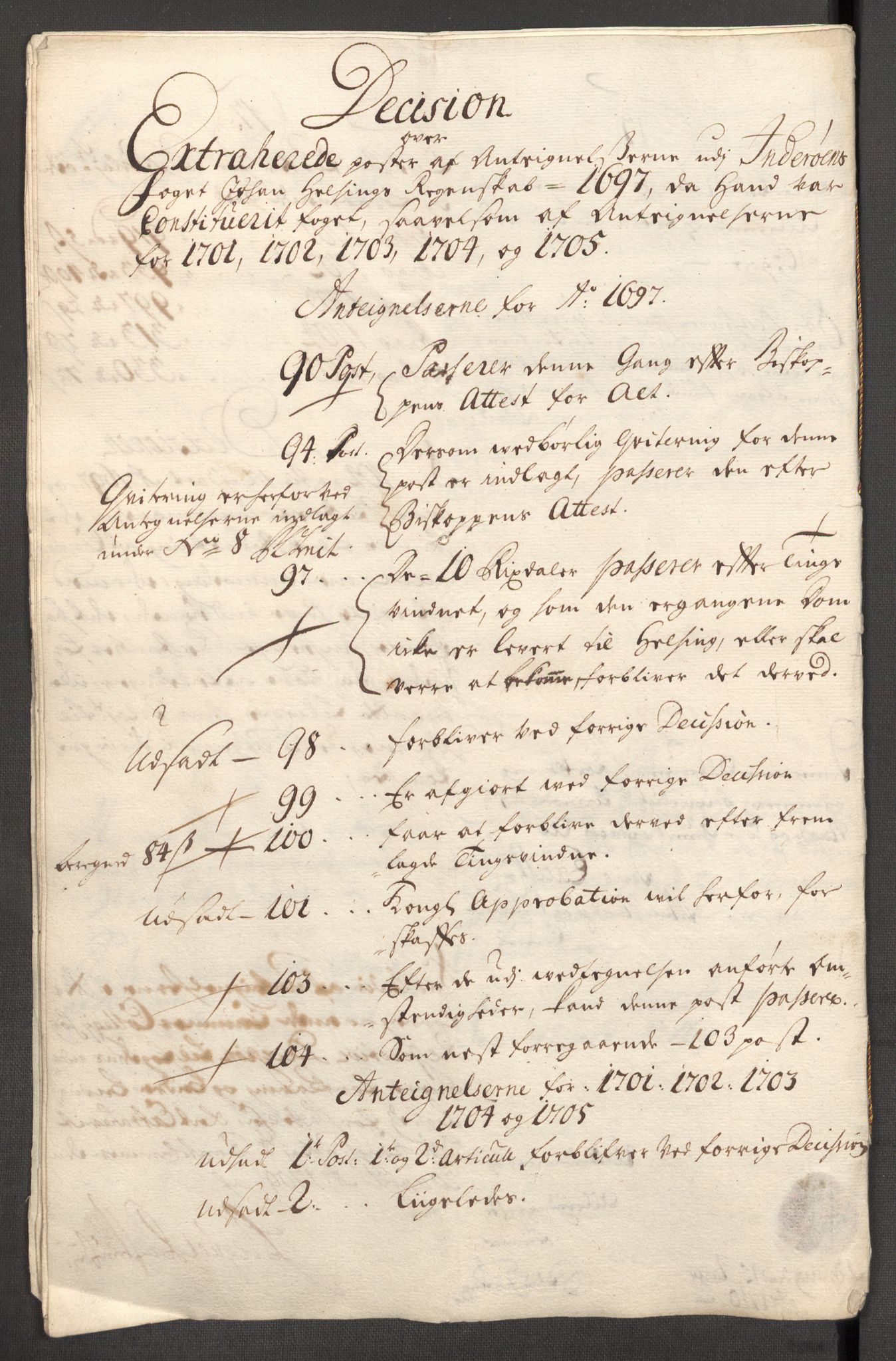 Rentekammeret inntil 1814, Reviderte regnskaper, Fogderegnskap, AV/RA-EA-4092/R63/L4314: Fogderegnskap Inderøy, 1705, p. 324