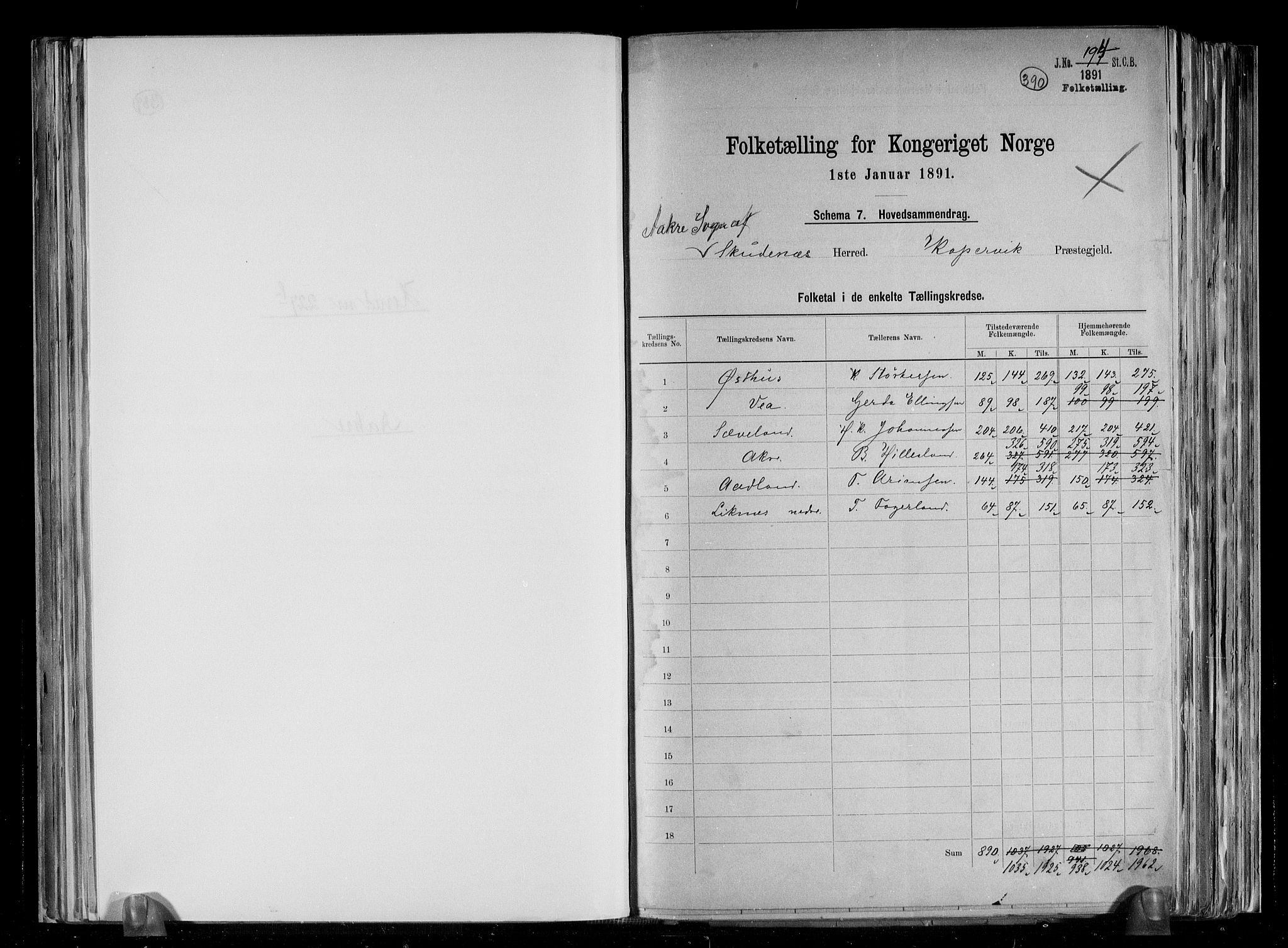 RA, 1891 census for 1150 Skudenes, 1891, p. 3