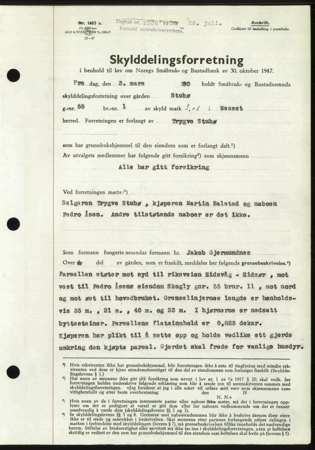 Romsdal sorenskriveri, AV/SAT-A-4149/1/2/2C: Mortgage book no. A34, 1950-1950, Diary no: : 2356/1950