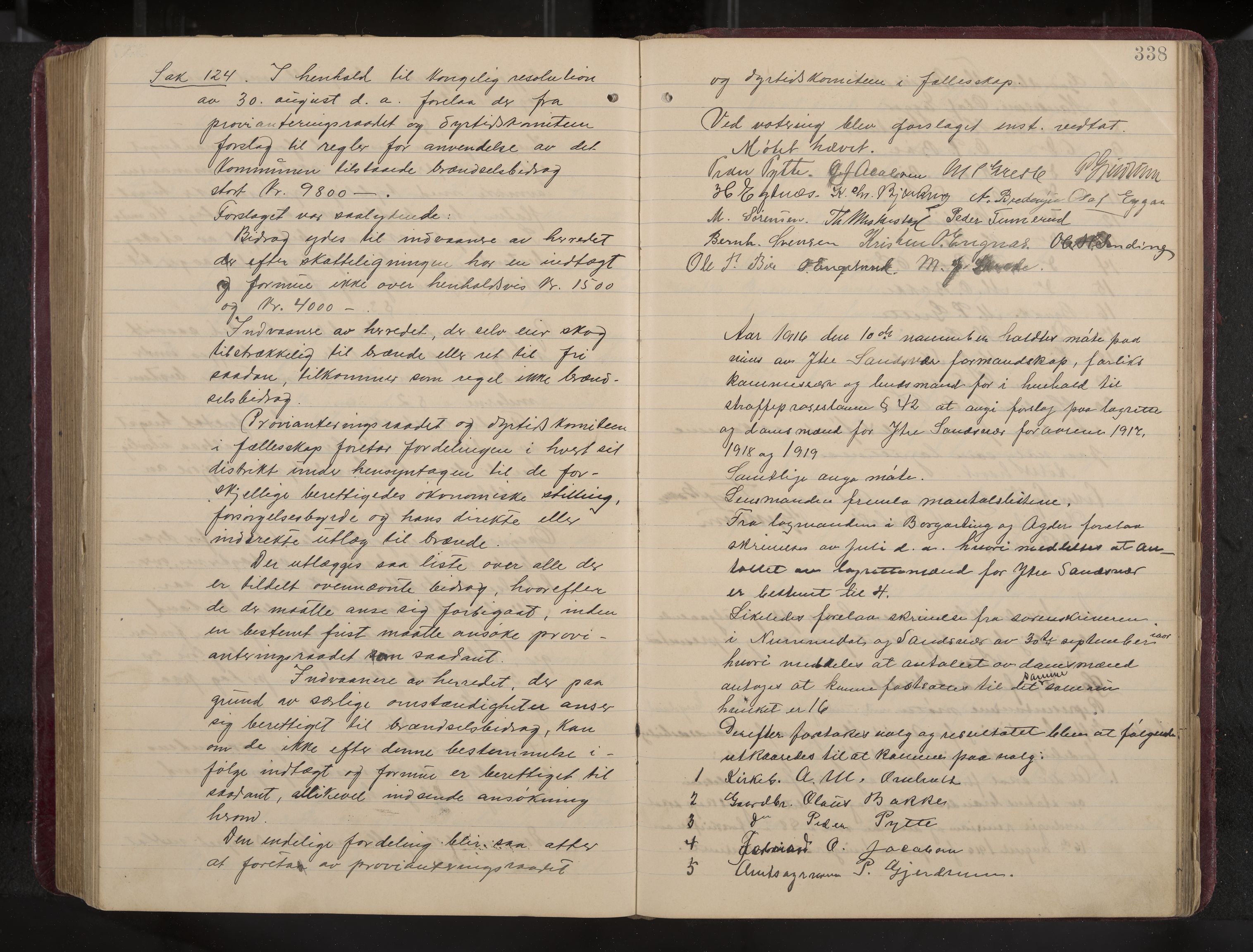 Ytre Sandsvær formannskap og sentraladministrasjon, IKAK/0629021/A/Aa/L0001: Møtebok med register, 1902-1919, p. 338