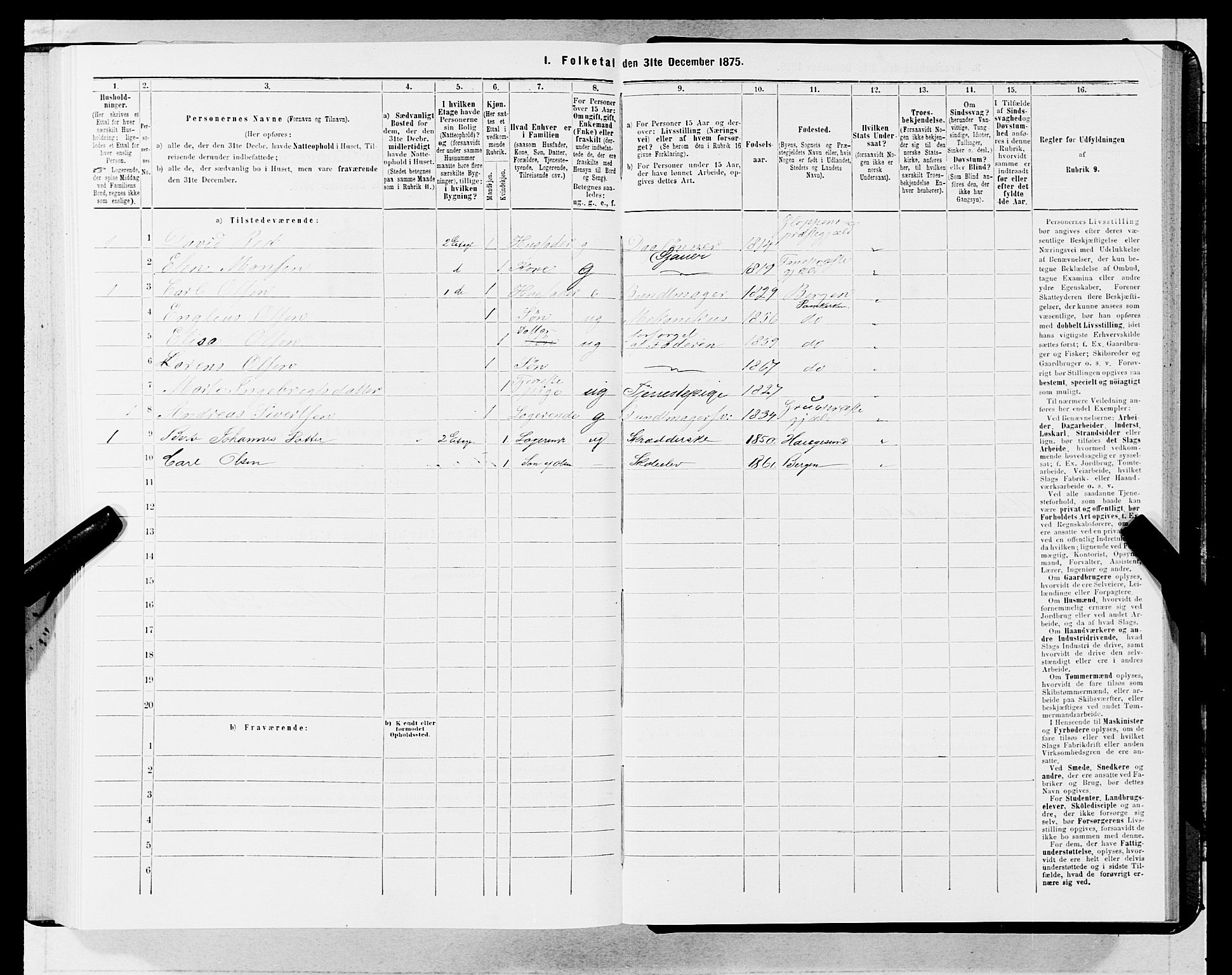 SAB, 1875 census for 1301 Bergen, 1875, p. 2841