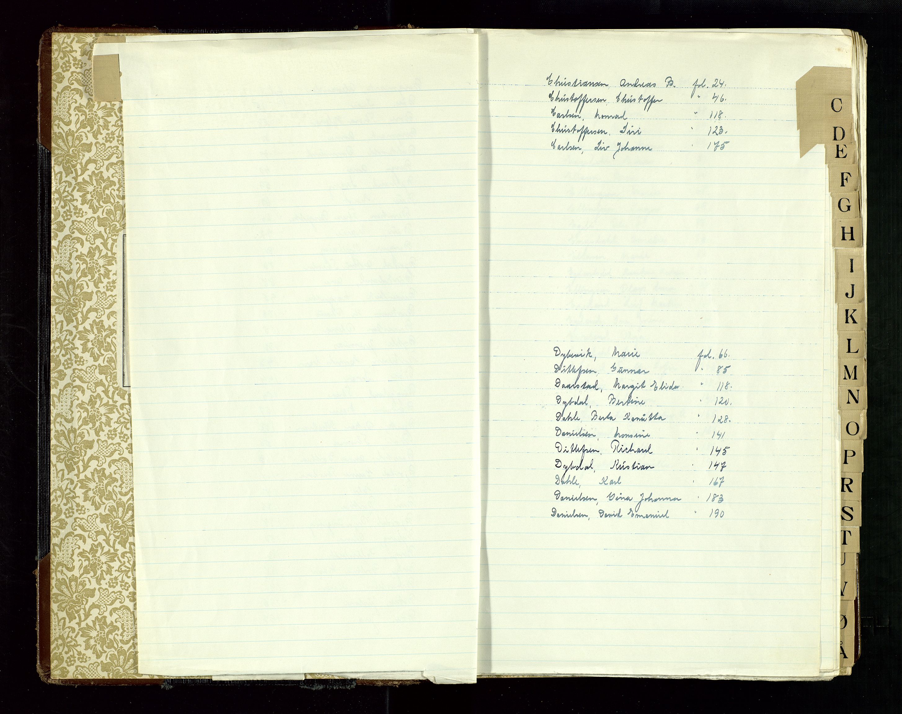 Sandnes lensmannskontor, SAST/A-100167/Gga/L0002: "Protokoll over dødsfall" m/register, 1940-1956