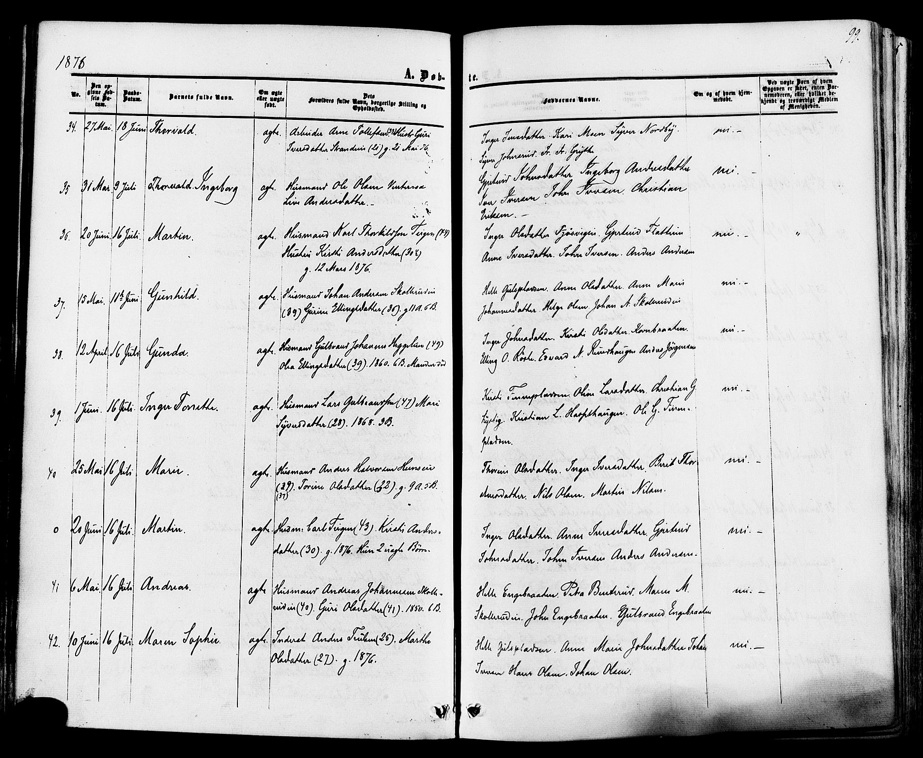 Ådal kirkebøker, AV/SAKO-A-248/F/Fa/L0001: Parish register (official) no. I 1, 1857-1883, p. 99