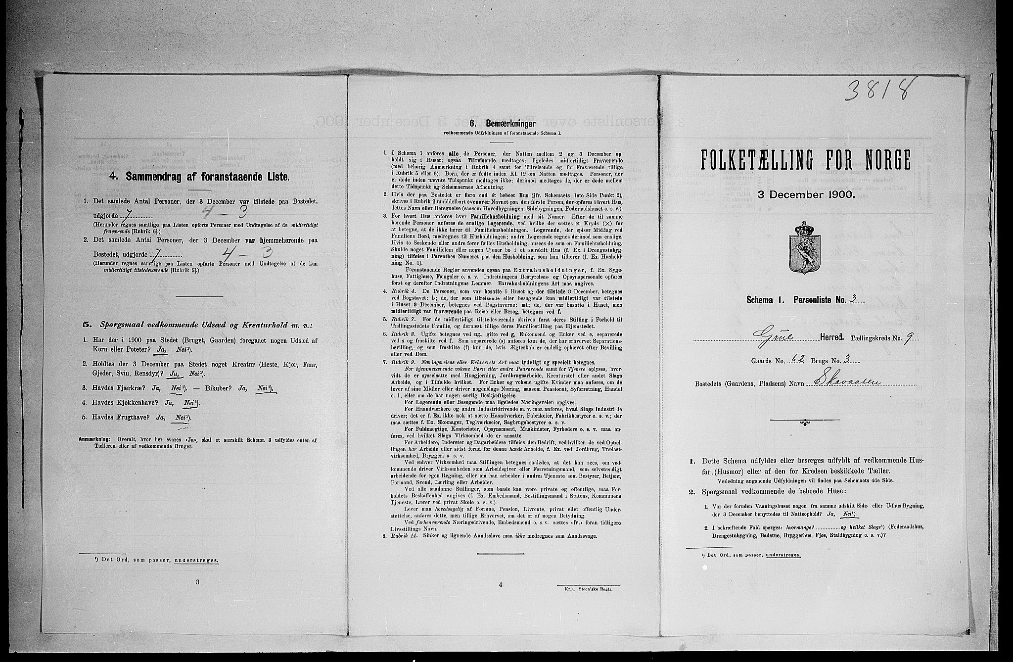 SAH, 1900 census for Grue, 1900, p. 1463